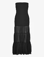 CHIFFON STRAPLESS DRESS - BLACK