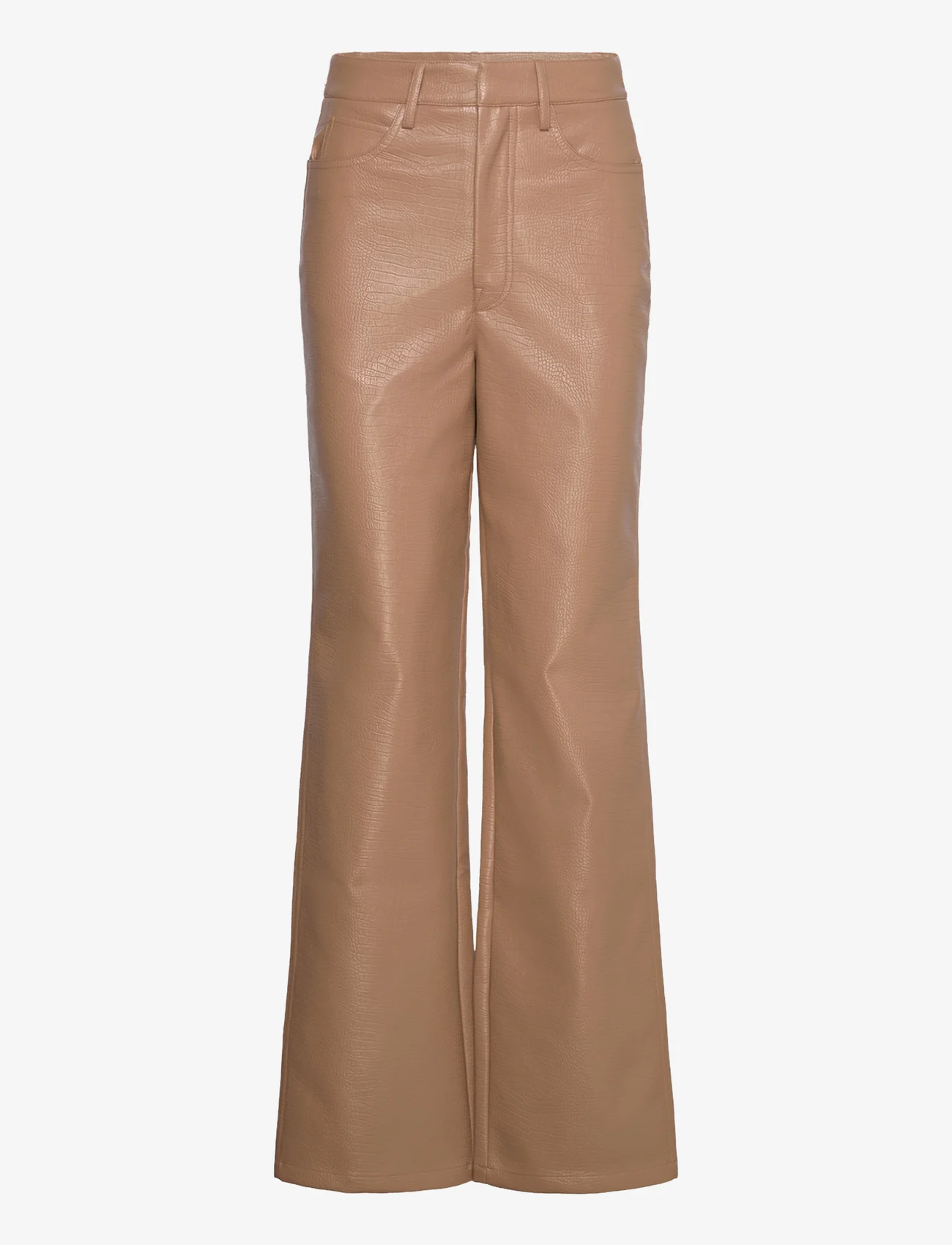 ROTATE Birger Christensen - TEXTURED STRAIGHT PANTS - leather trousers - tiger´s eye - 0