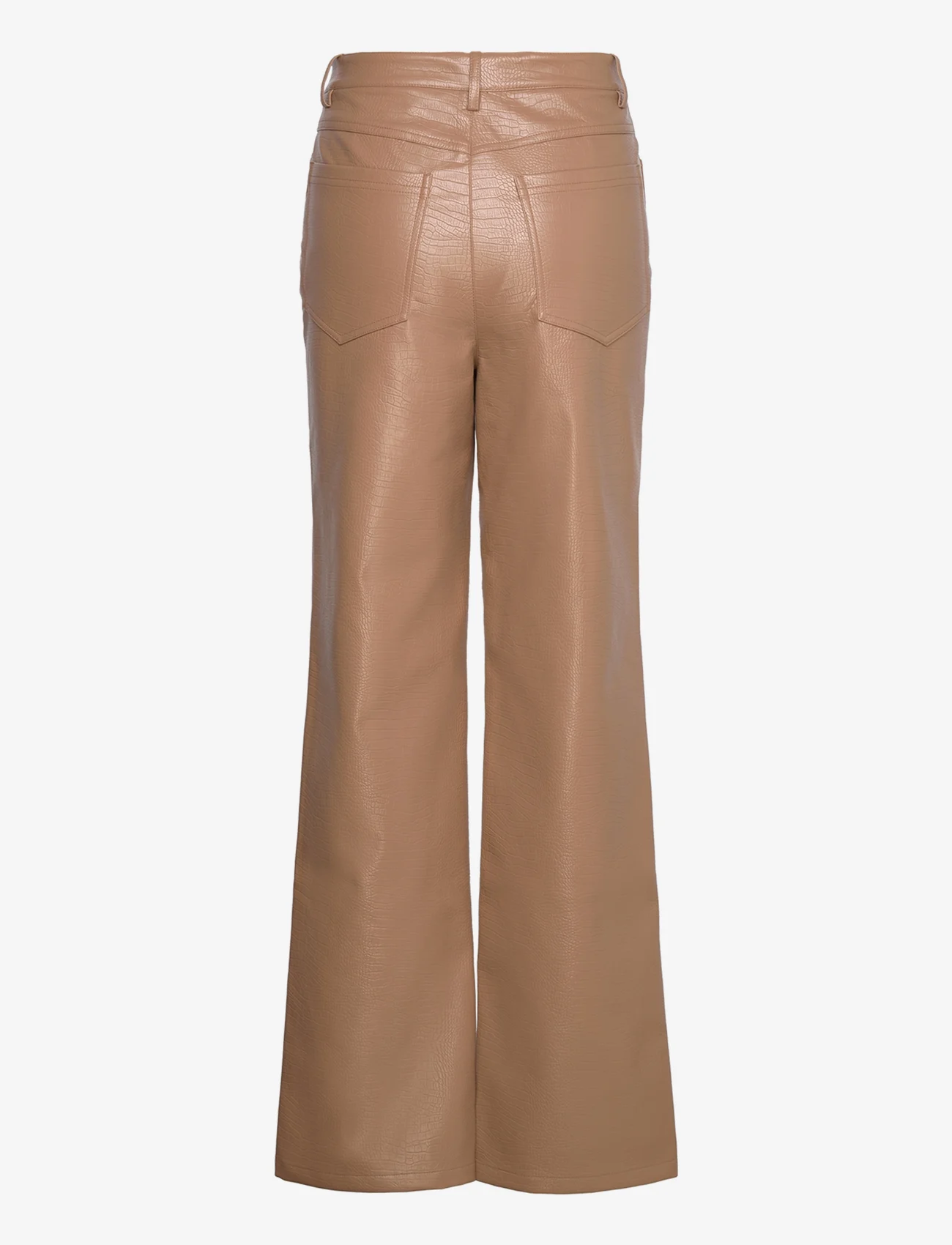 ROTATE Birger Christensen - TEXTURED STRAIGHT PANTS - leather trousers - tiger´s eye - 1
