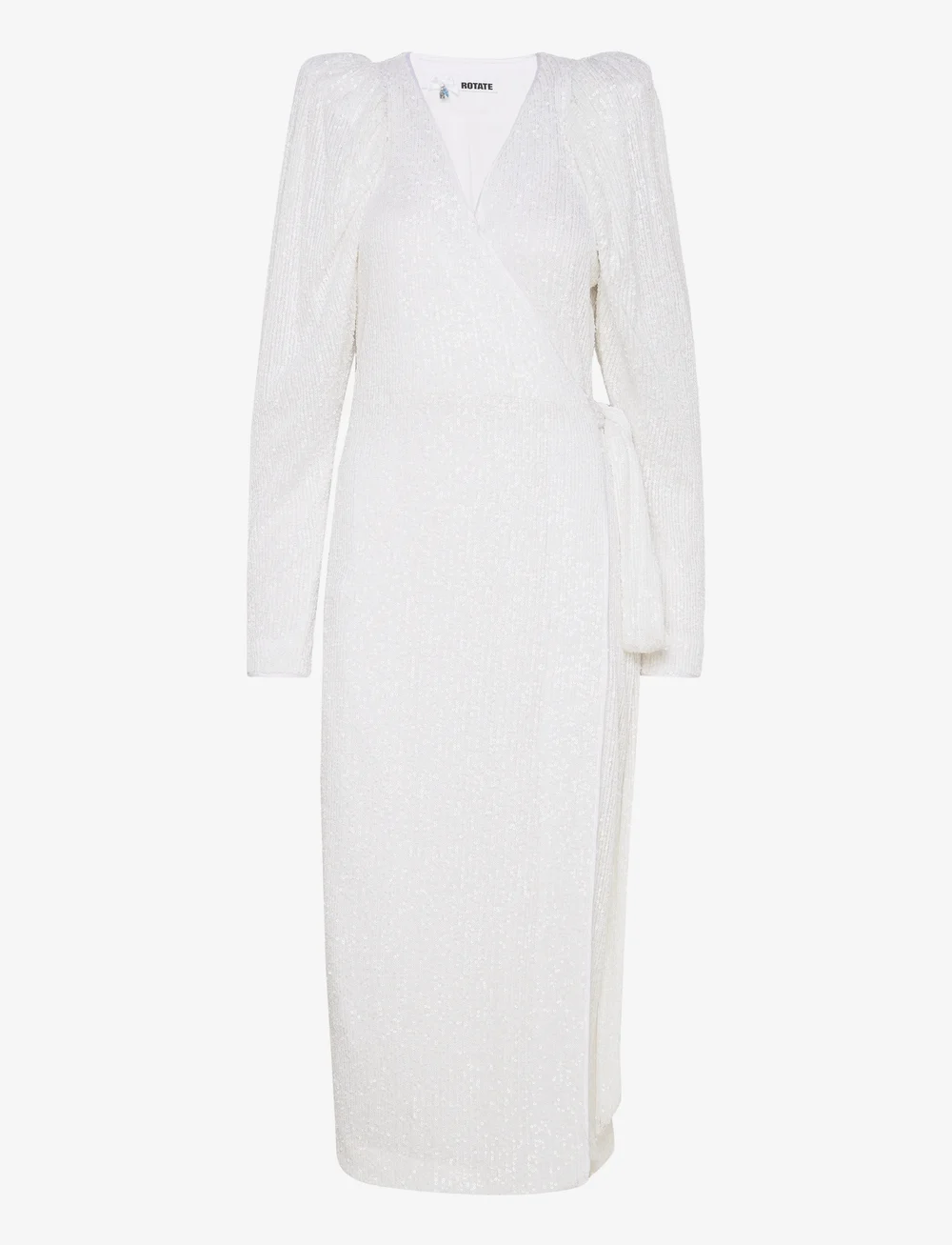 ROTATE Birger Christensen - SEQUIN MIDI WRAP DRESS - slå-om-kjoler - egret - 0