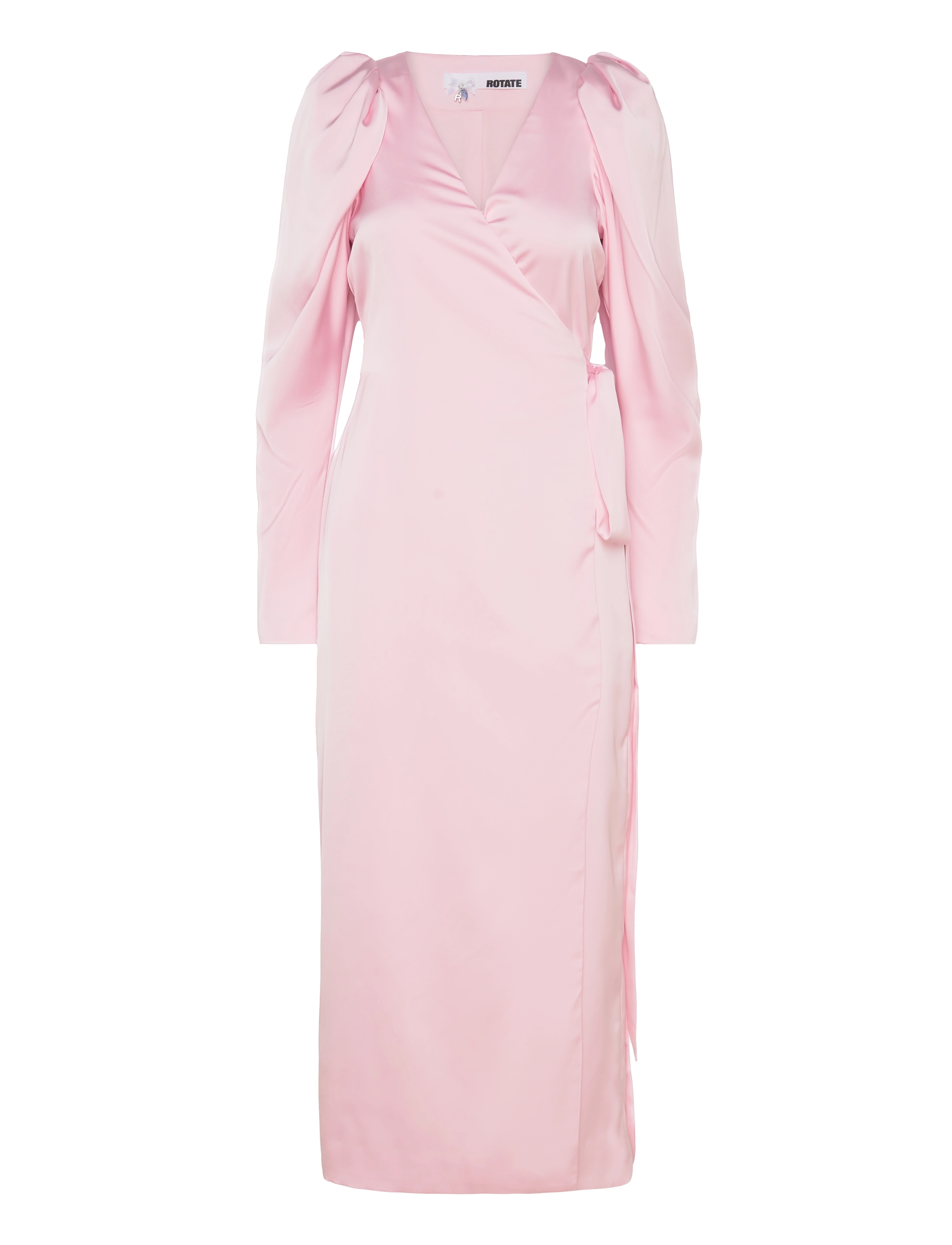 ROTATE Satin Midi Wrap Kleid Pink - 34 - Damen