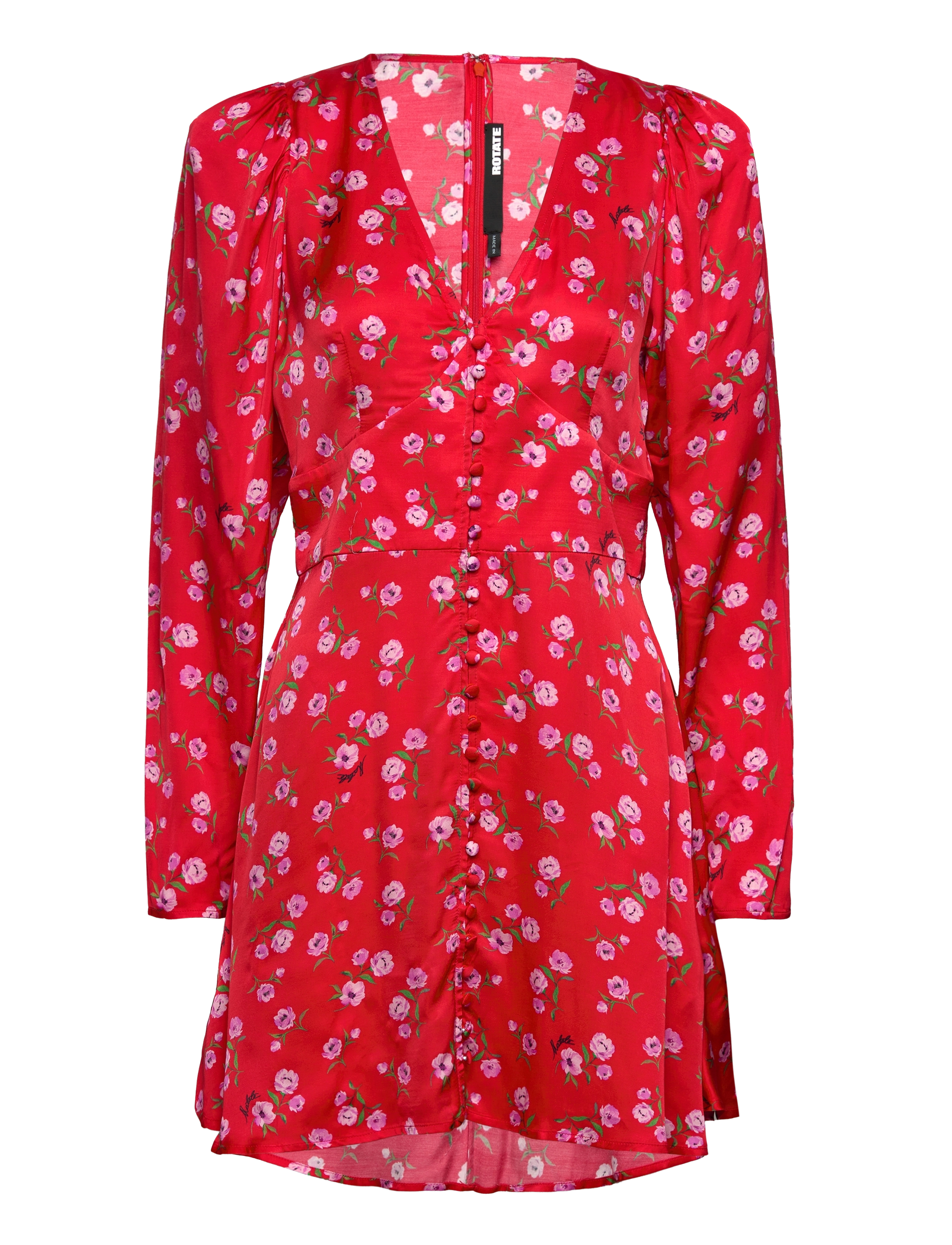 ROTATE Printed V-Ausschnitt Mini Kleid Rot - 34 - Damen