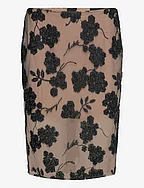 FLOWER BEADS PENCIL SKIRT - BEADED FLOWER EMBROIDERY + TAP SHOE