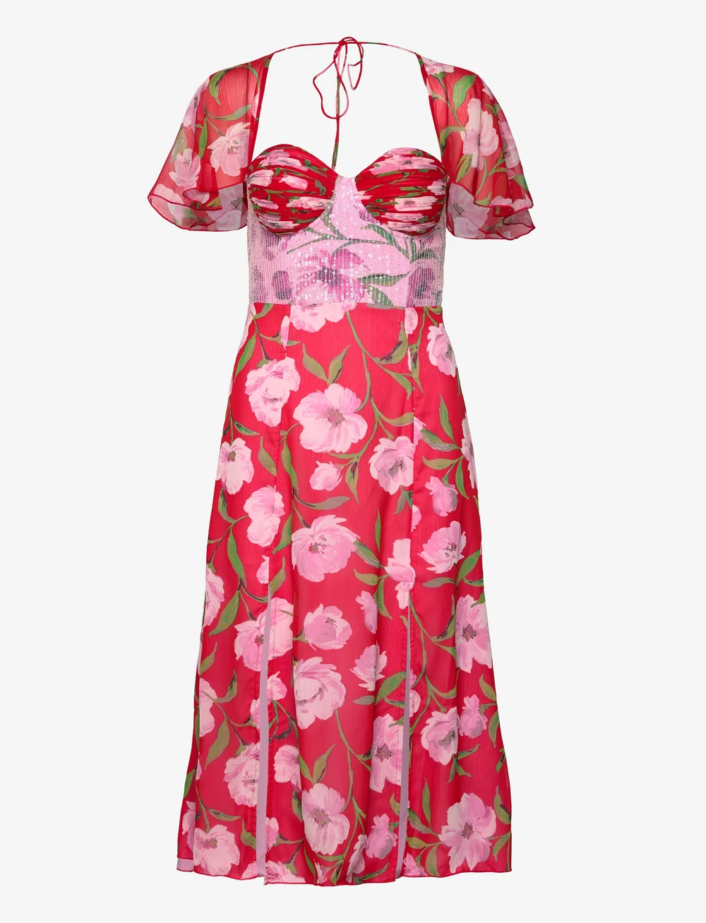 ROTATE Birger Christensen - PRINTED MIDI DRESS - sommerkleider - wildeve + prism pink comb. - 0