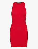 POINTELLE KNIT TANK DRESS - HIGH RISK RED