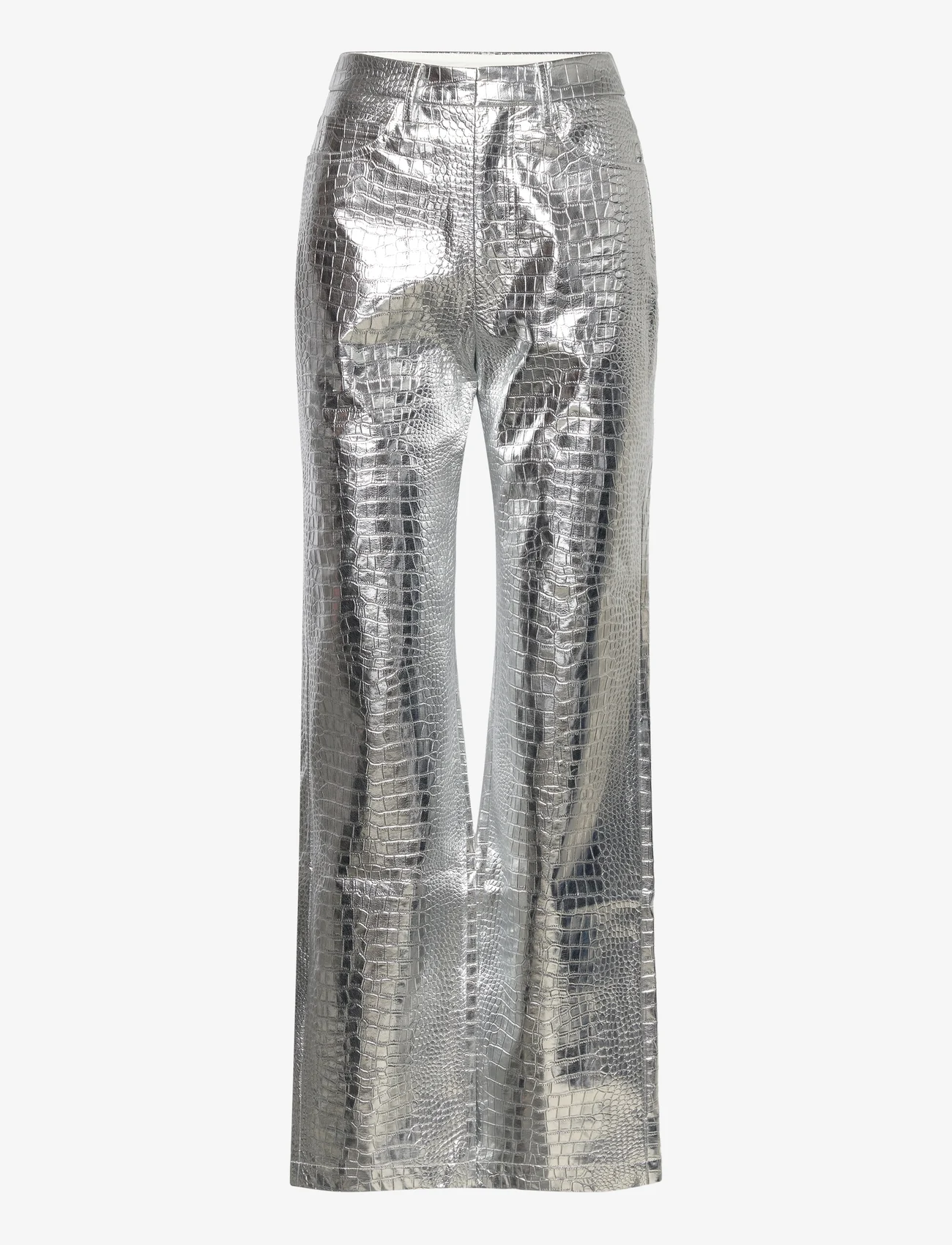 ROTATE Birger Christensen - Textured Pants - laia säärega püksid - silver - 0