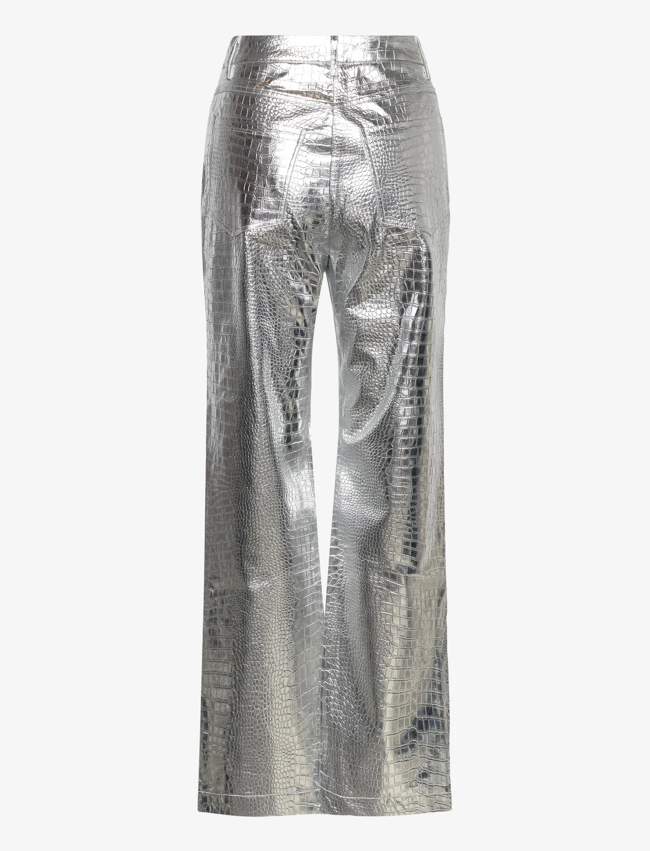 ROTATE Birger Christensen - Textured Pants - laia säärega püksid - silver - 1
