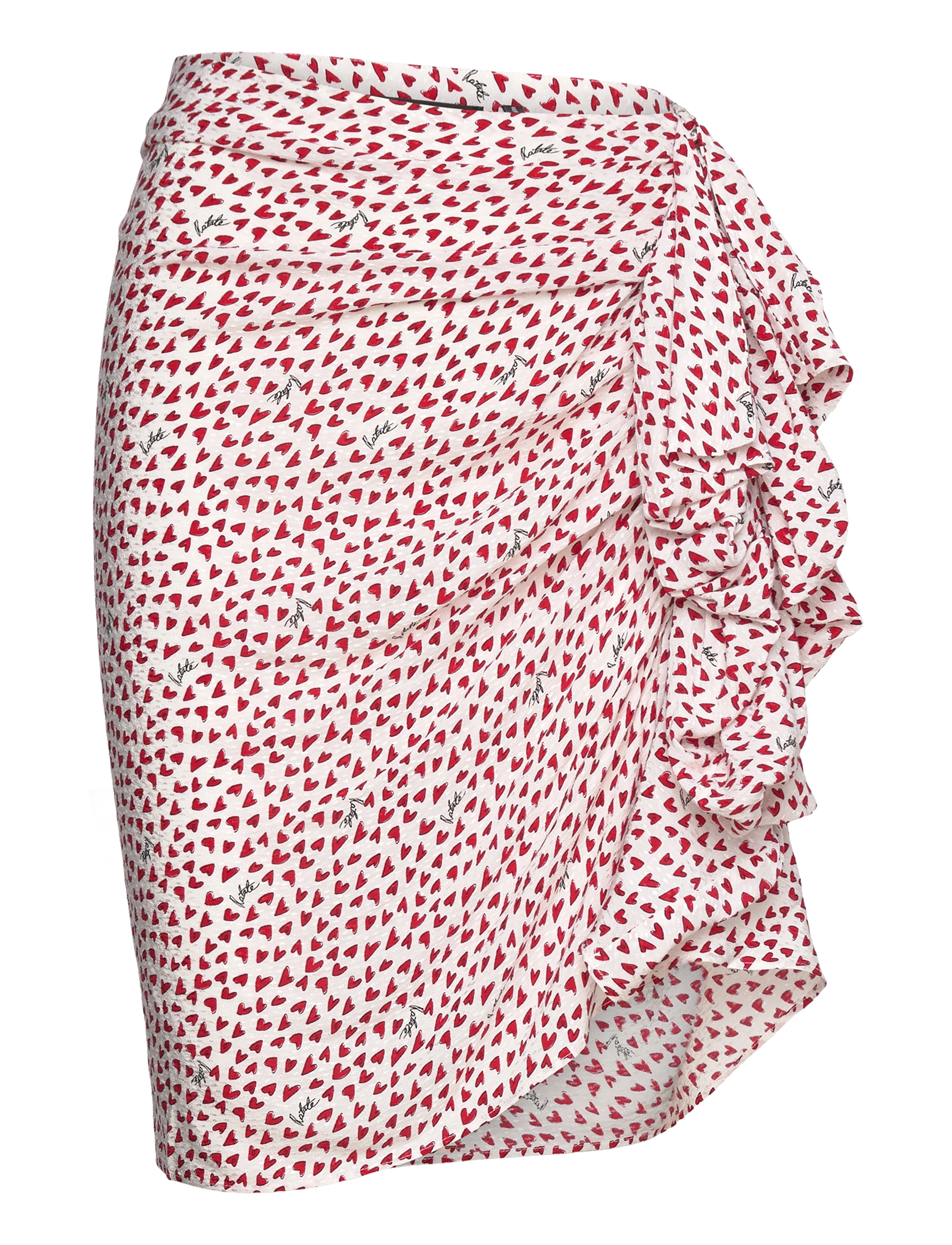 PRINTED MINI RUFFLE SKIRT - HAPPY HEARTS + BRIGHT WHITE COMB.
