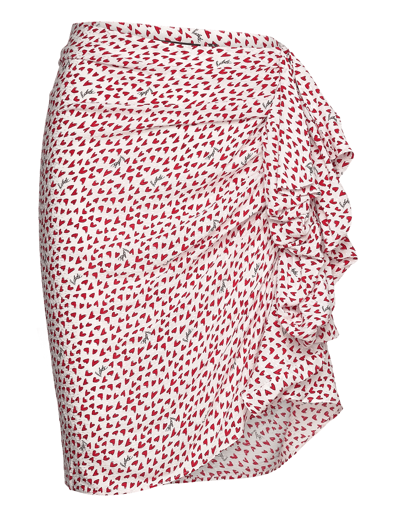 PRINTED MINI RUFFLE SKIRT - HAPPY HEARTS + BRIGHT WHITE COMB.