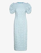 LACE MIDI FITTED DRESS - OMPHALODES