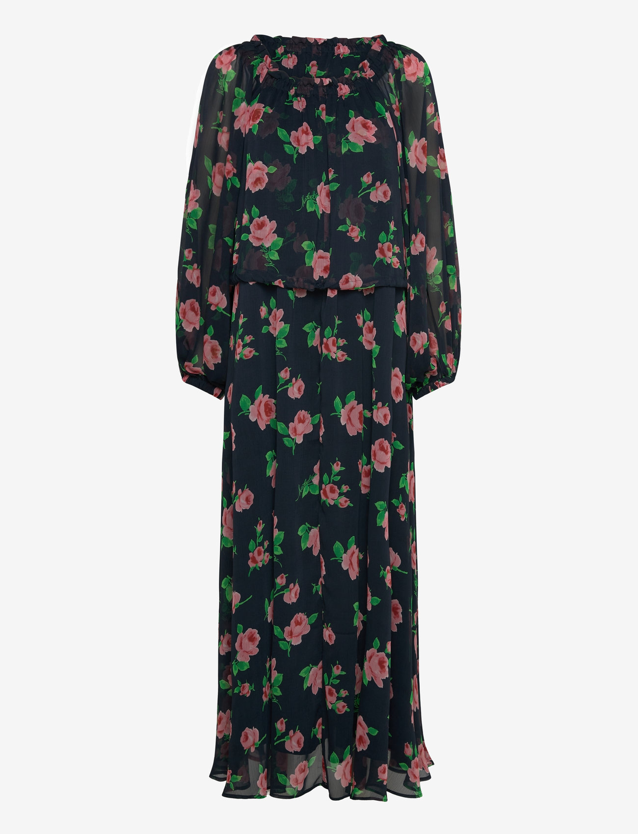 ROTATE Birger Christensen - Chiffon Maxi Dress - suvekleidid - shining rose + midnight navy comb. - 0