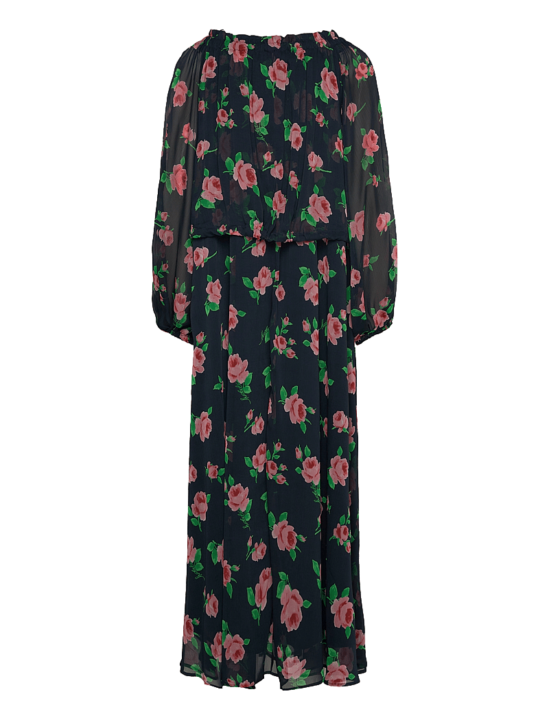 ROTATE Birger Christensen - Chiffon Maxi Dress - suvekleidid - shining rose + midnight navy comb. - 1