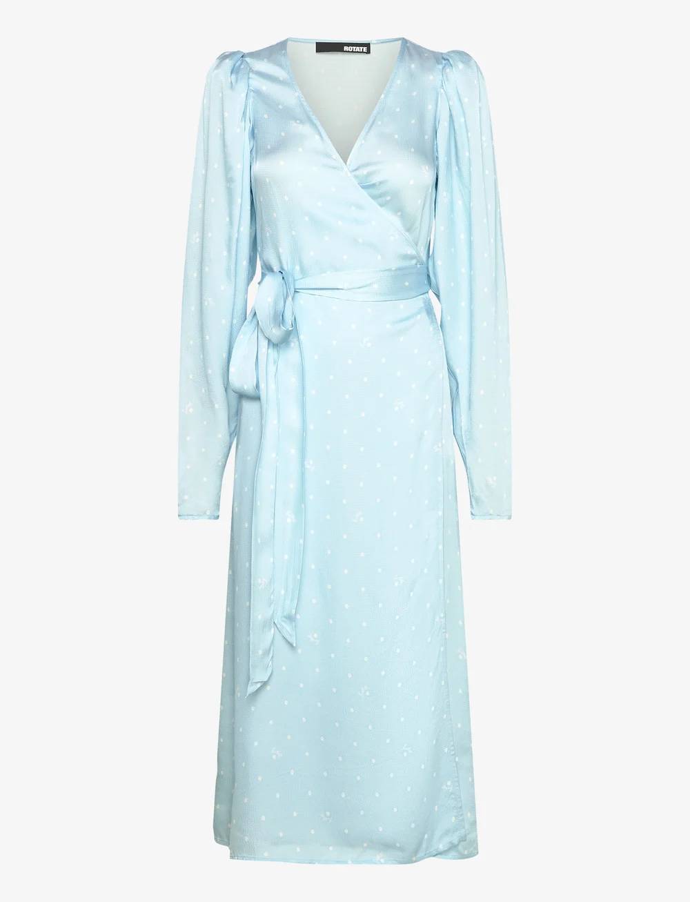 ROTATE Birger Christensen - TEXTURED MIDI WRAP DRESS - wickelkleider - oval polka dot + cool blue comb. - 0