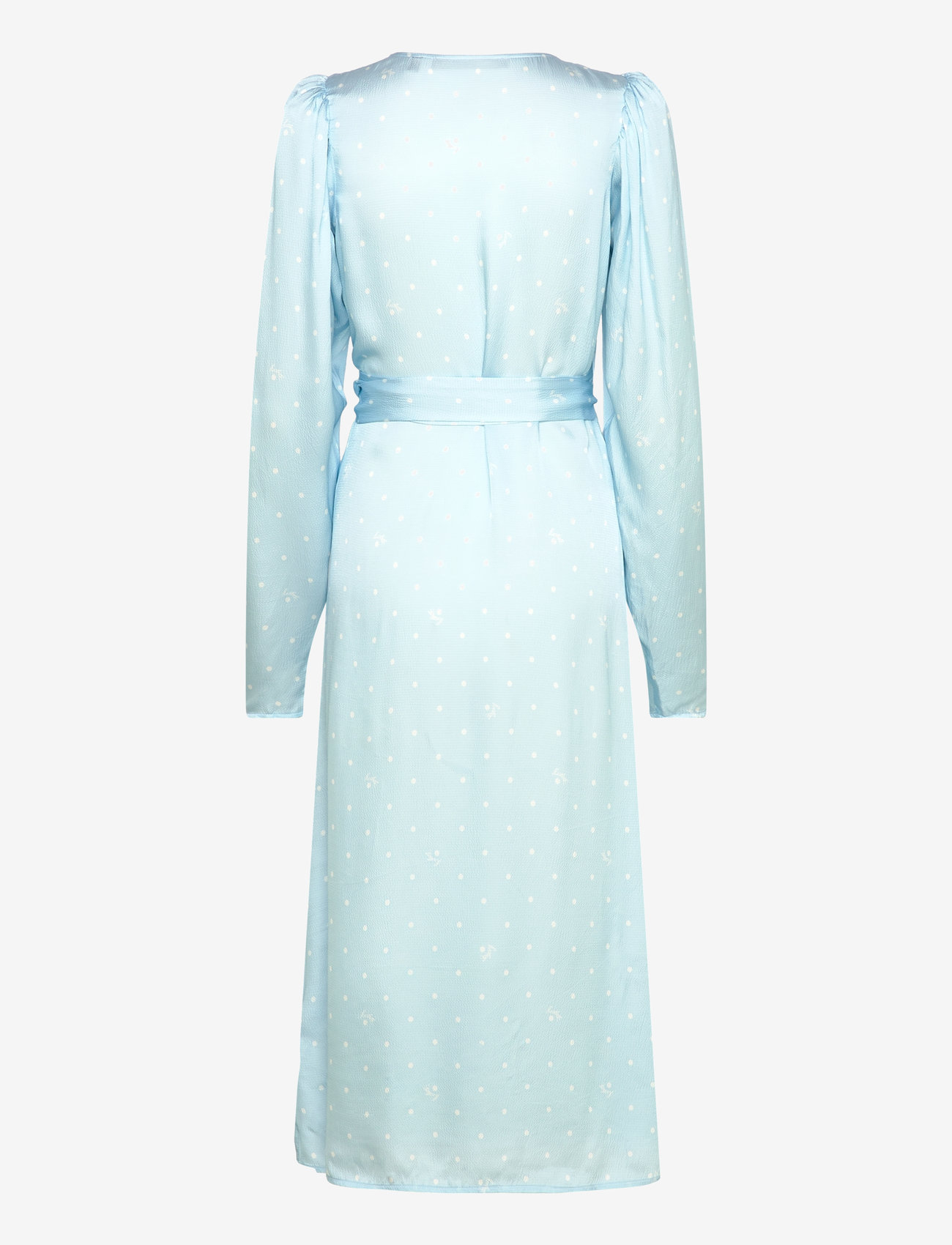 ROTATE Birger Christensen - TEXTURED MIDI WRAP DRESS - slå-om-kjoler - oval polka dot + cool blue comb. - 1