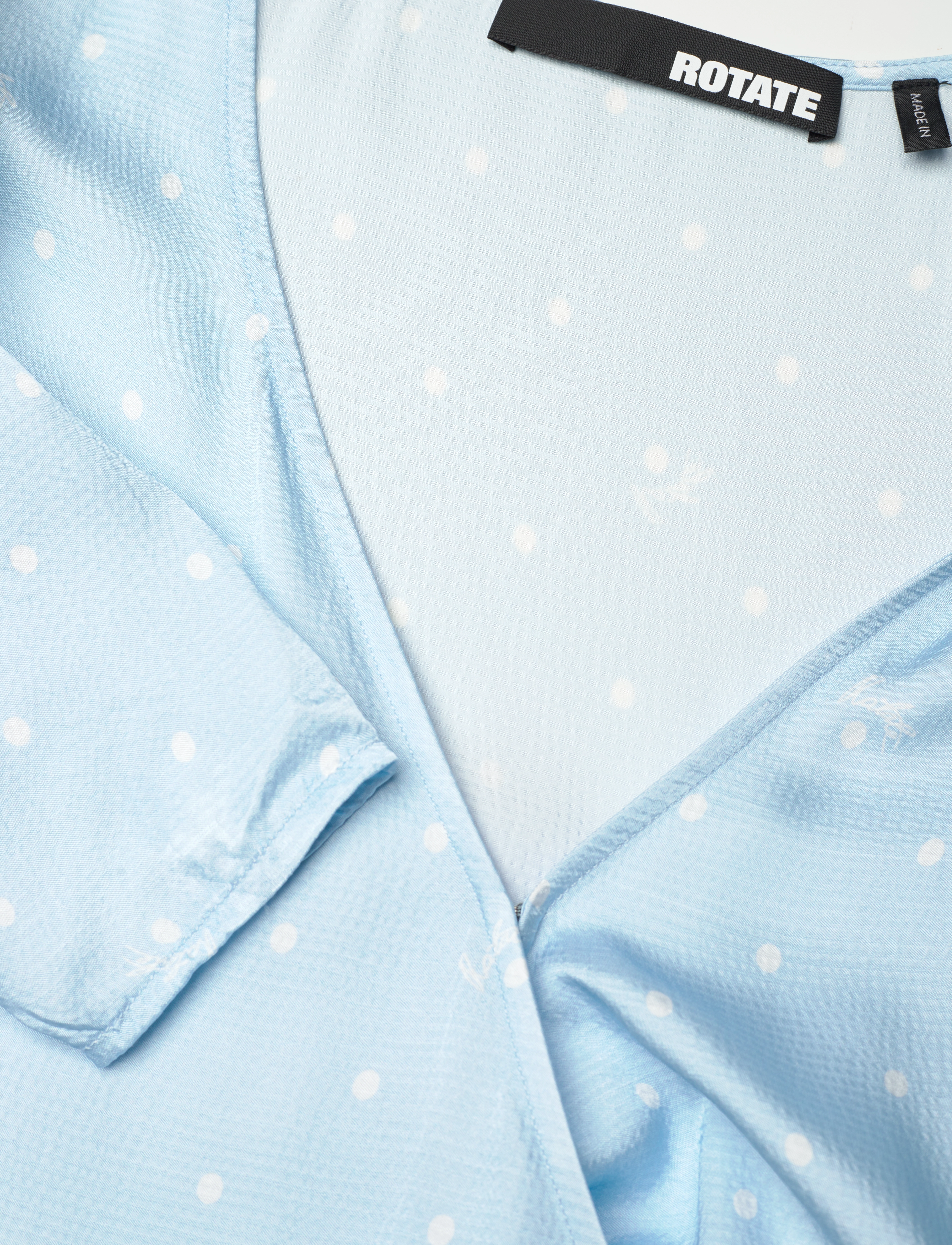 ROTATE - TEXTURED MIDI WRAP DRESS - slå-om-kjoler - oval polka dot + cool blue comb. - 2
