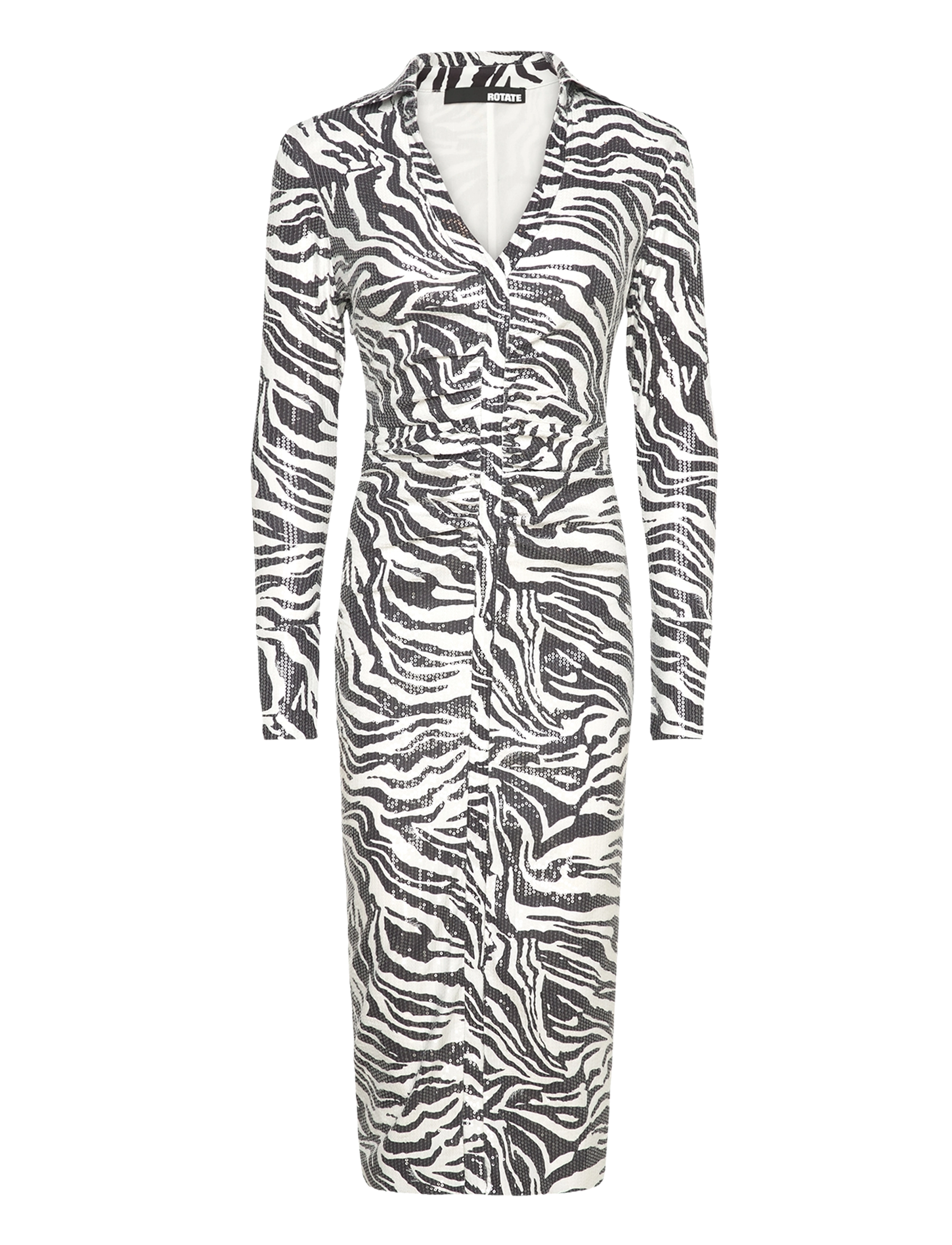 ROTATE Sequins Midi Shirt Dress, 34, Black, Kjoler > Knælange Og Midi, Dame