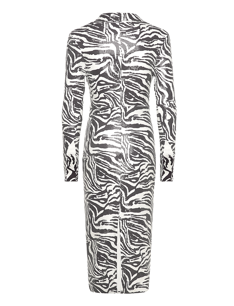 ROTATE Birger Christensen - SEQUINS MIDI SHIRT DRESS - sequin dresses - zebra + bright white comb. - 1
