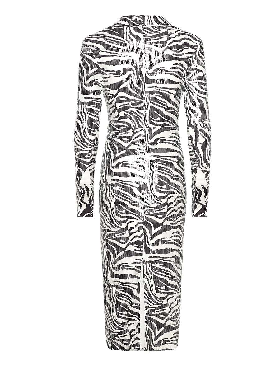 ROTATE - SEQUINS MIDI SHIRT DRESS - paillettenkleider - zebra + bright white comb. - 1