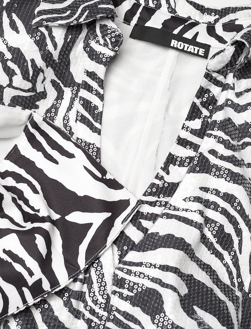 ROTATE Birger Christensen - SEQUINS MIDI SHIRT DRESS - sequin dresses - zebra + bright white comb. - 2