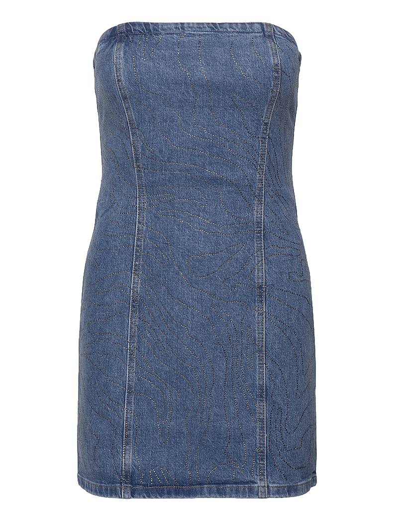 ROTATE Birger Christensen - RHINESTONE DENIM DRESS - jeansklänningar - light blue denim - 0