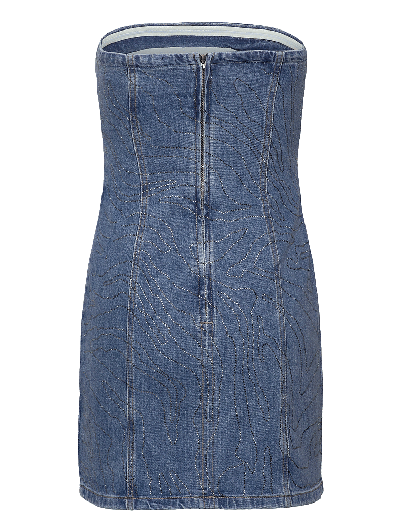 ROTATE Birger Christensen - RHINESTONE DENIM DRESS - jeansklänningar - light blue denim - 1
