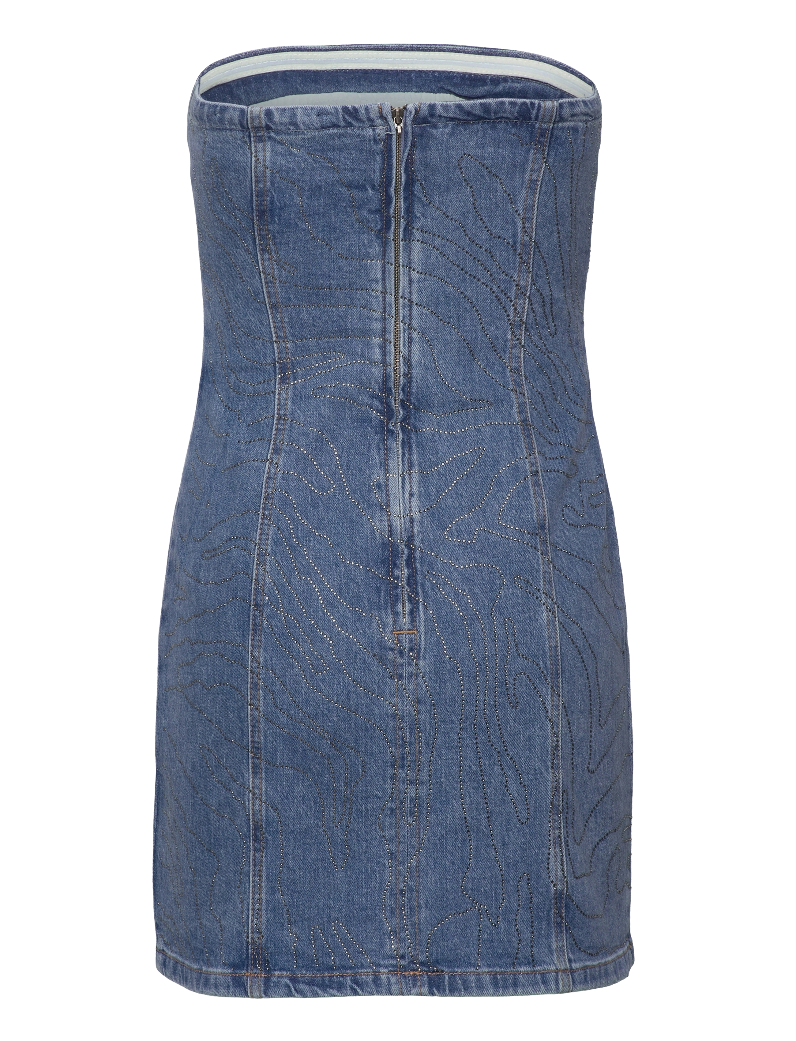 ROTATE - RHINESTONE DENIM DRESS - denimkjoler - light blue denim - 1