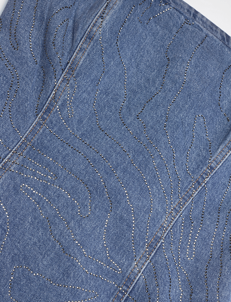 ROTATE Birger Christensen - RHINESTONE DENIM DRESS - jeansklänningar - light blue denim - 2