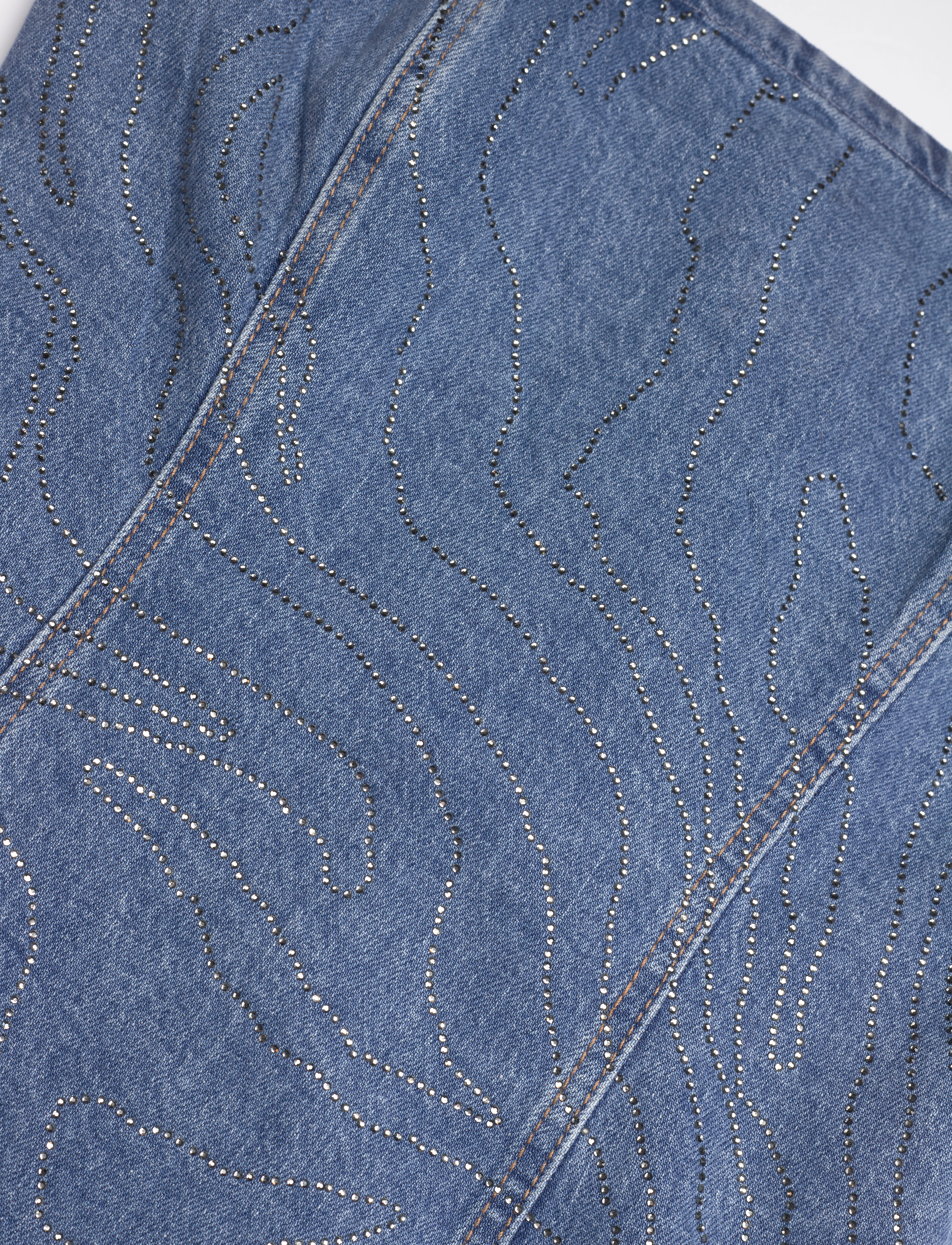 ROTATE - RHINESTONE DENIM DRESS - denimkjoler - light blue denim - 2