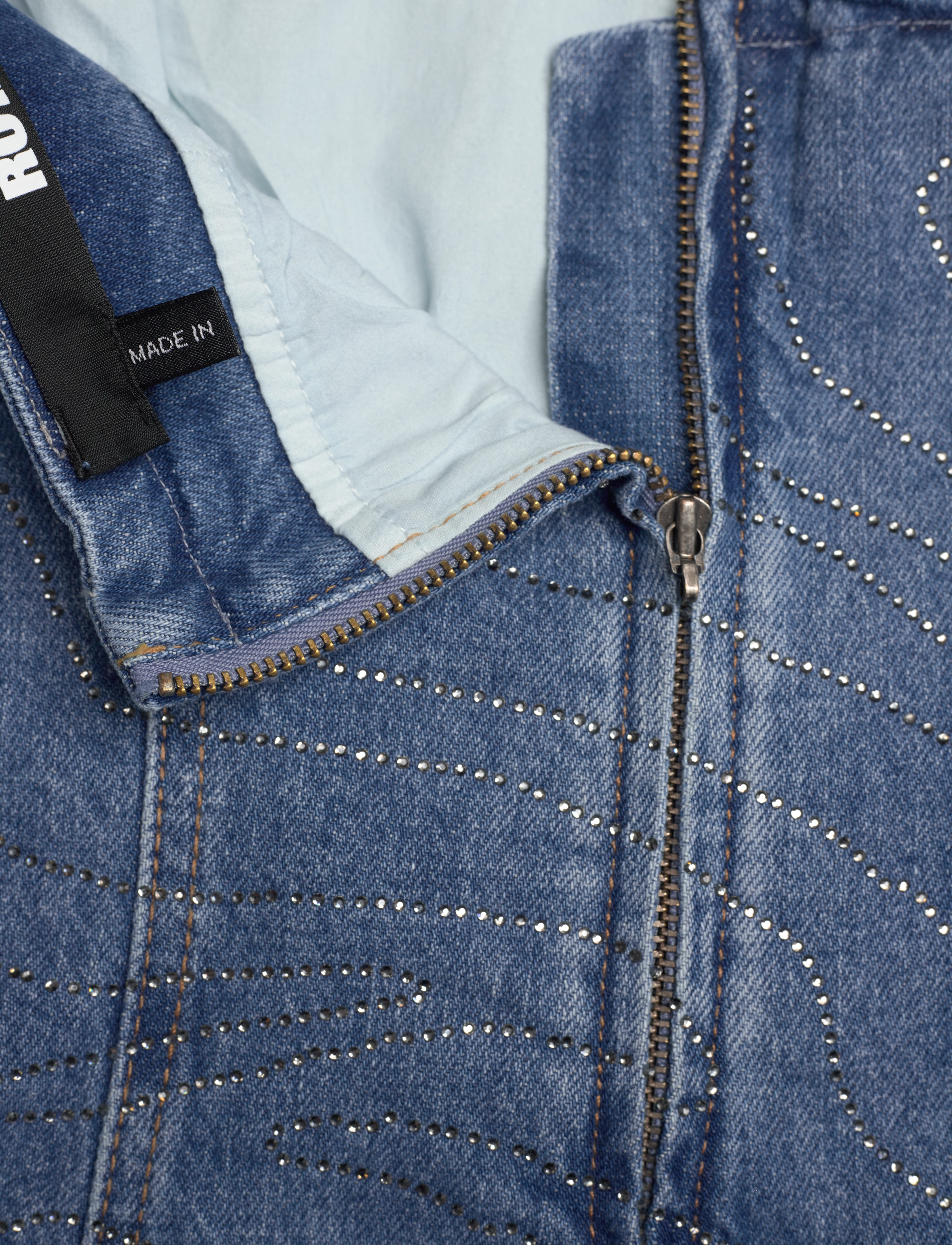 ROTATE - RHINESTONE DENIM DRESS - denimkjoler - light blue denim - 3