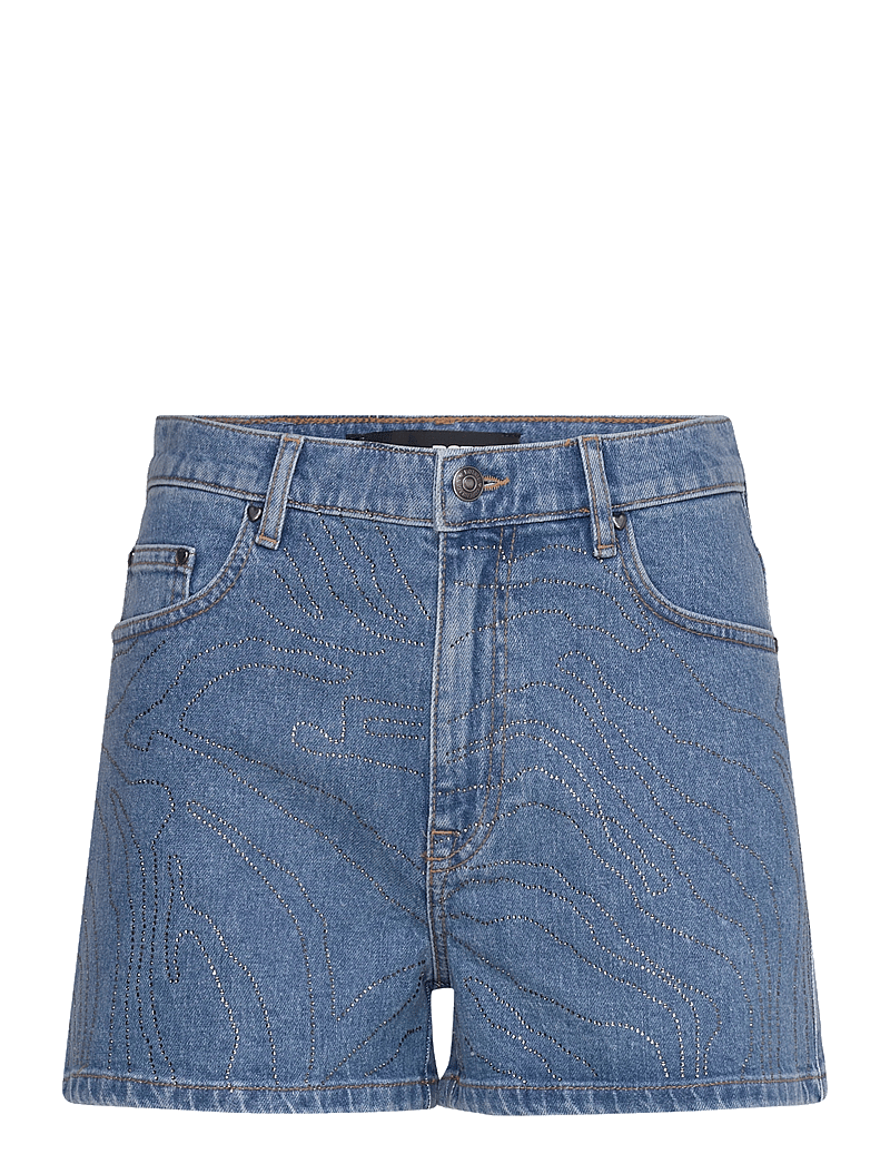 ROTATE Birger Christensen - RHINESTONE DENIM SHORTS - jeansshorts - light blue denim - 0