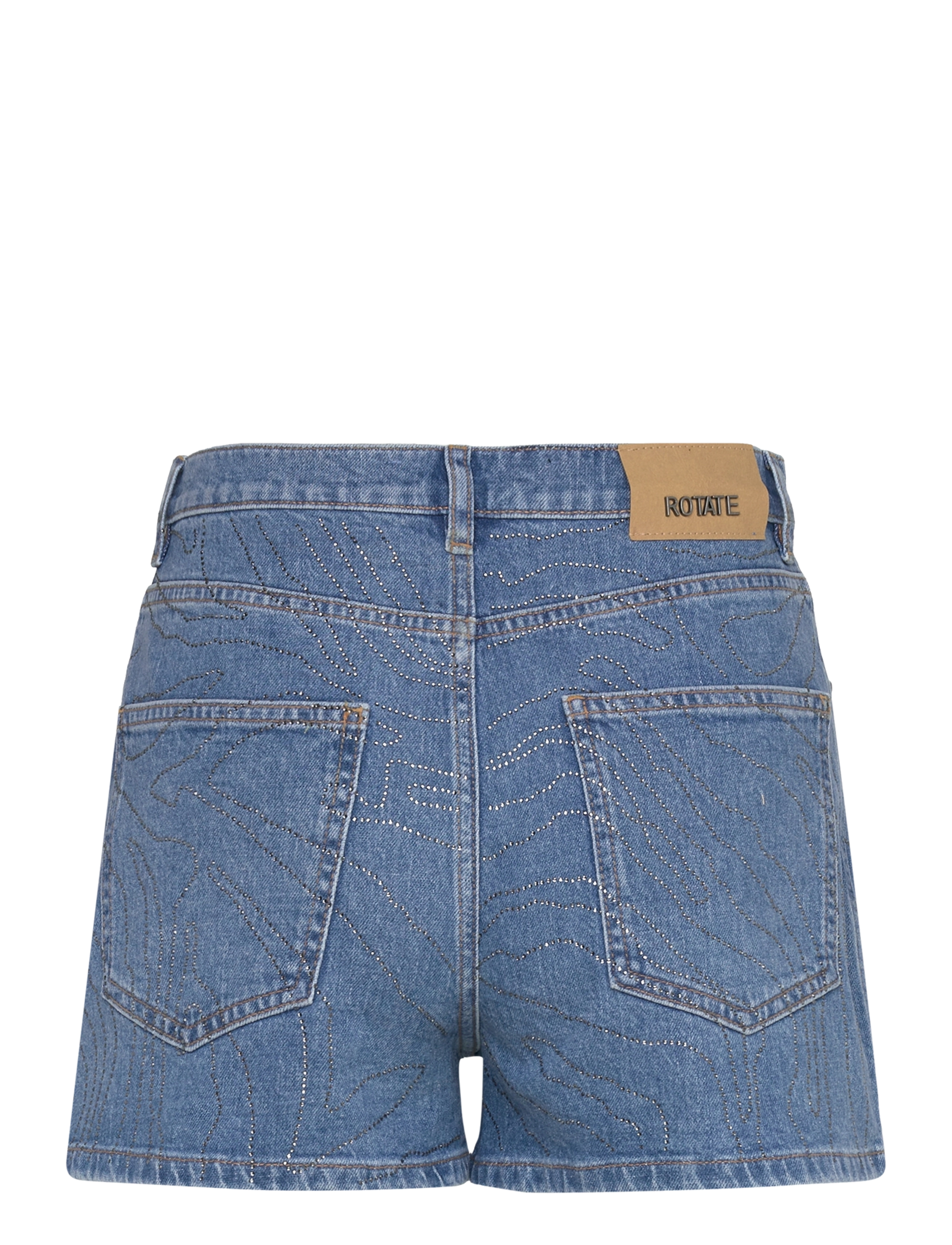 ROTATE - RHINESTONE DENIM SHORTS - denim shorts - light blue denim - 1