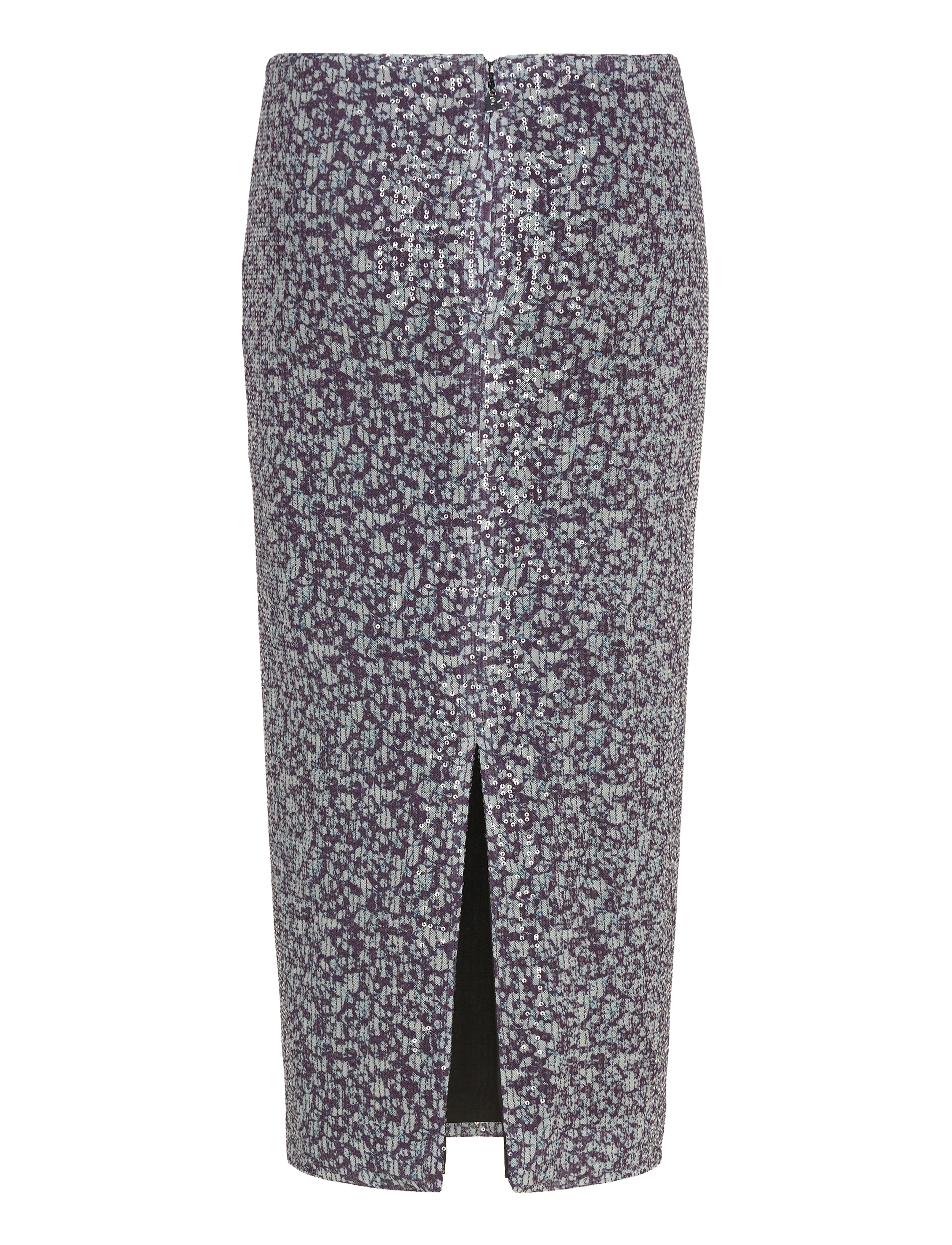 ROTATE - Midi Pencil Skirt - sequin skirts - vibrant floral outline + purple pennant comb. - 1