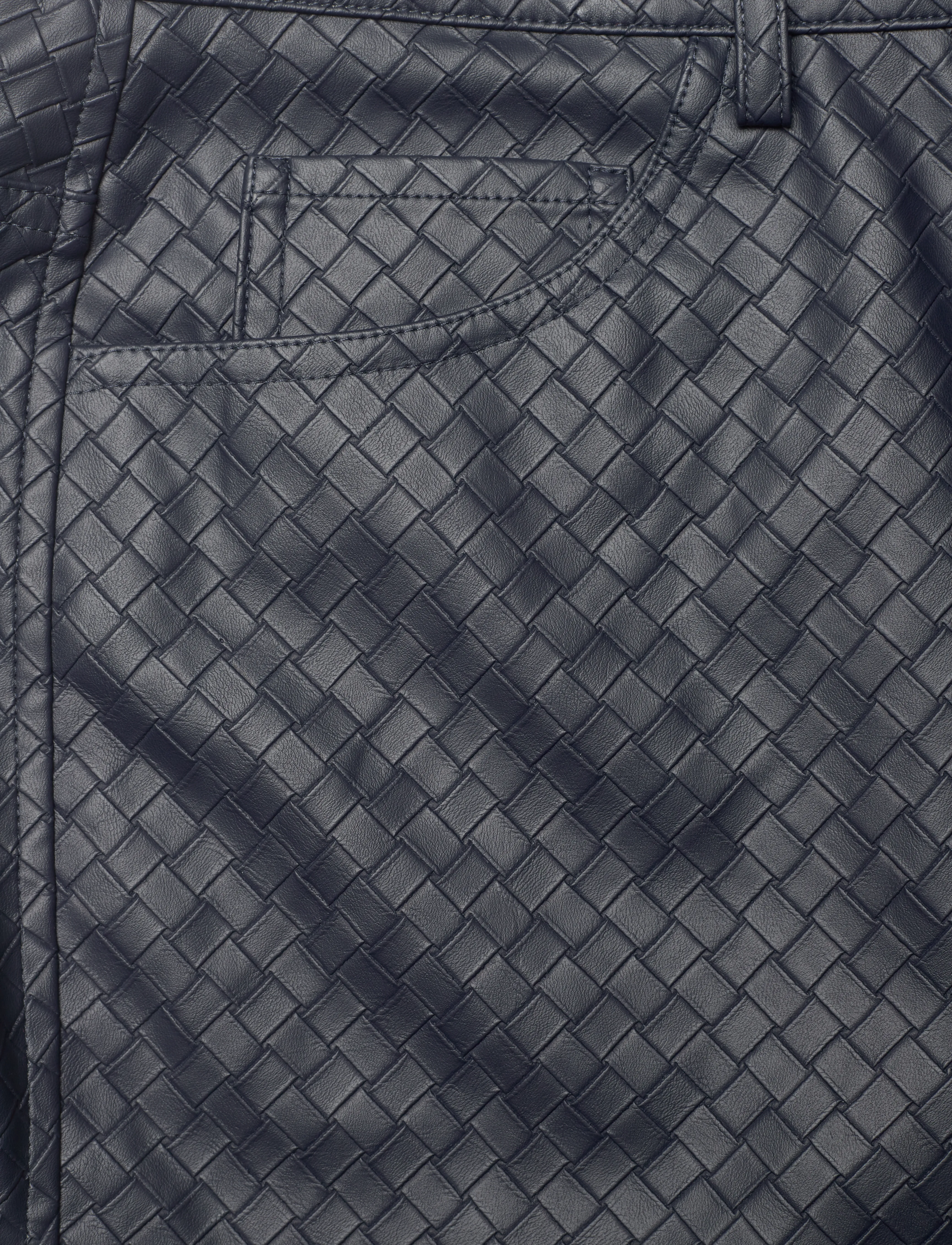 ROTATE - Straight Braided Pants - læderbukser - sky captain (dark blue) - 2