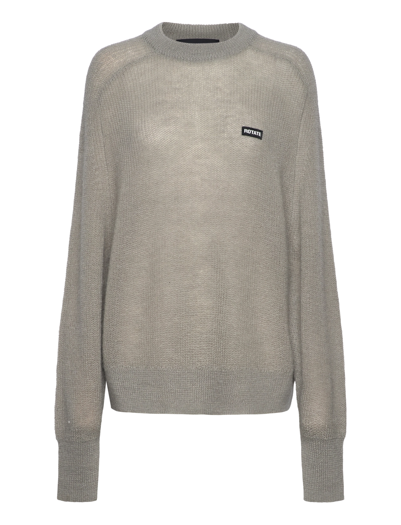 ROTATE Light Knit Logo Sweater, Kvinder, Let Strikket Logo Sweater, Grå, Str: 34