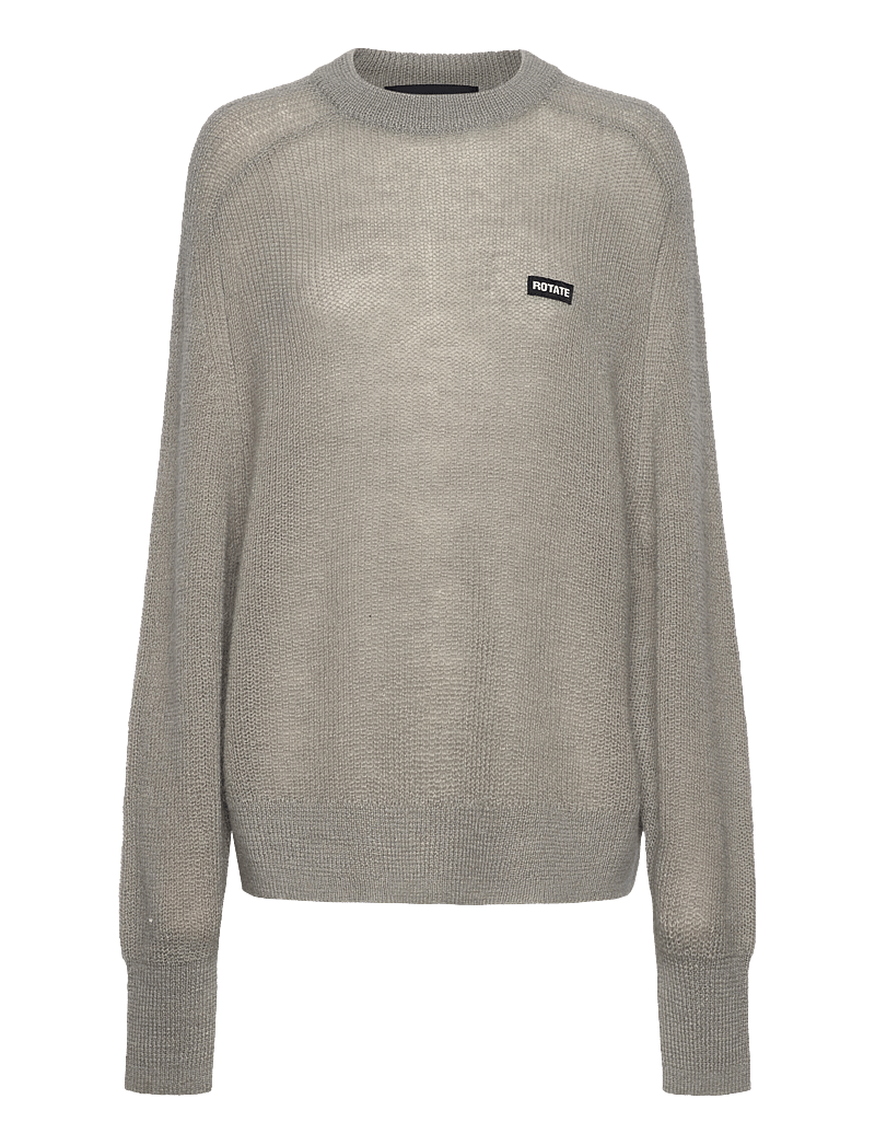 ROTATE - LIGHT KNIT LOGO SWEATER - megztiniai - ghost gray - 0
