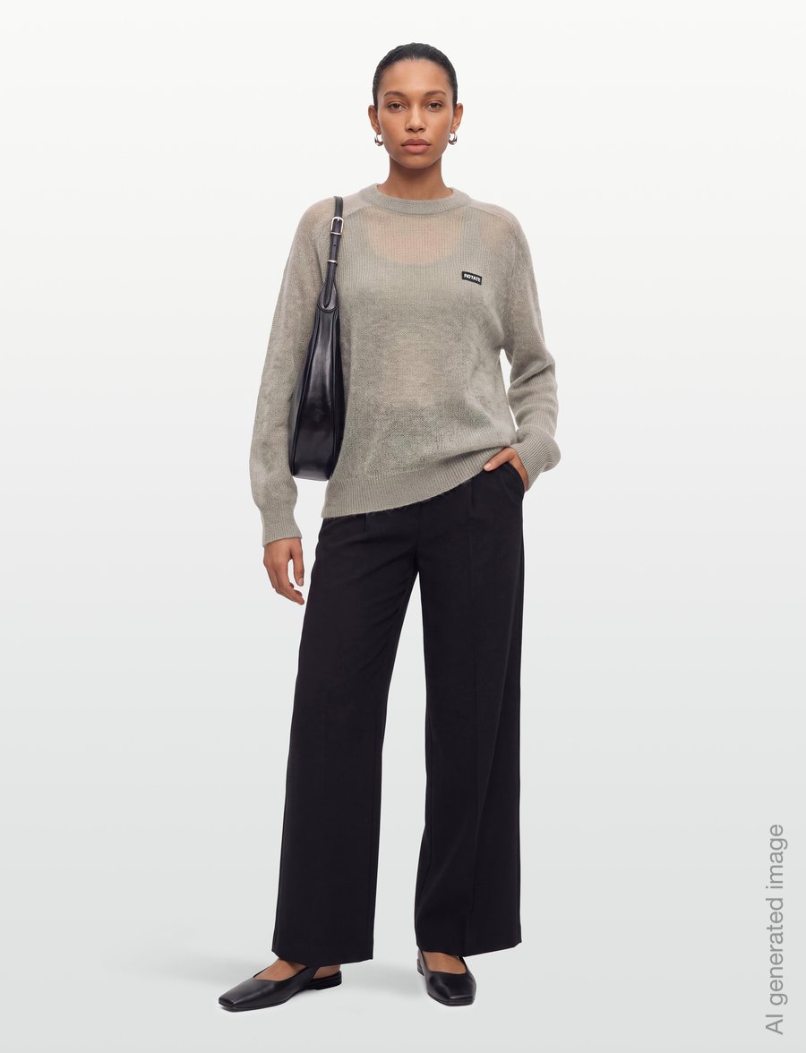 ROTATE - LIGHT KNIT LOGO SWEATER - striktrøjer - ghost gray - 0