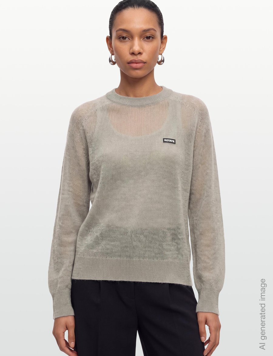 ROTATE - LIGHT KNIT LOGO SWEATER - striktrøjer - ghost gray - 3