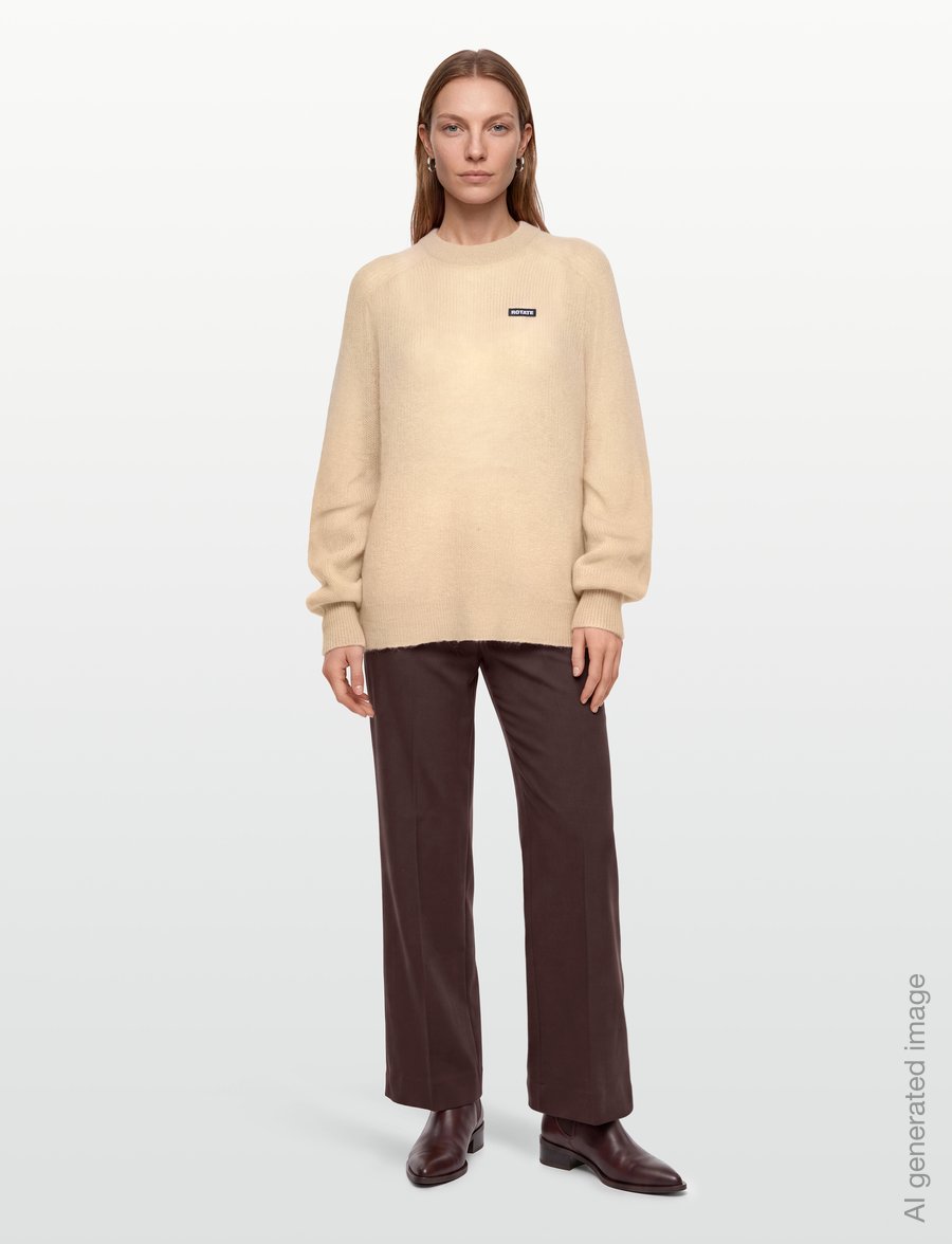 ROTATE - LIGHT KNIT LOGO SWEATER - stickade tröjor - parchment - 0