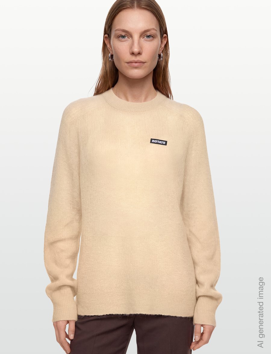 ROTATE - LIGHT KNIT LOGO SWEATER - stickade tröjor - parchment - 3