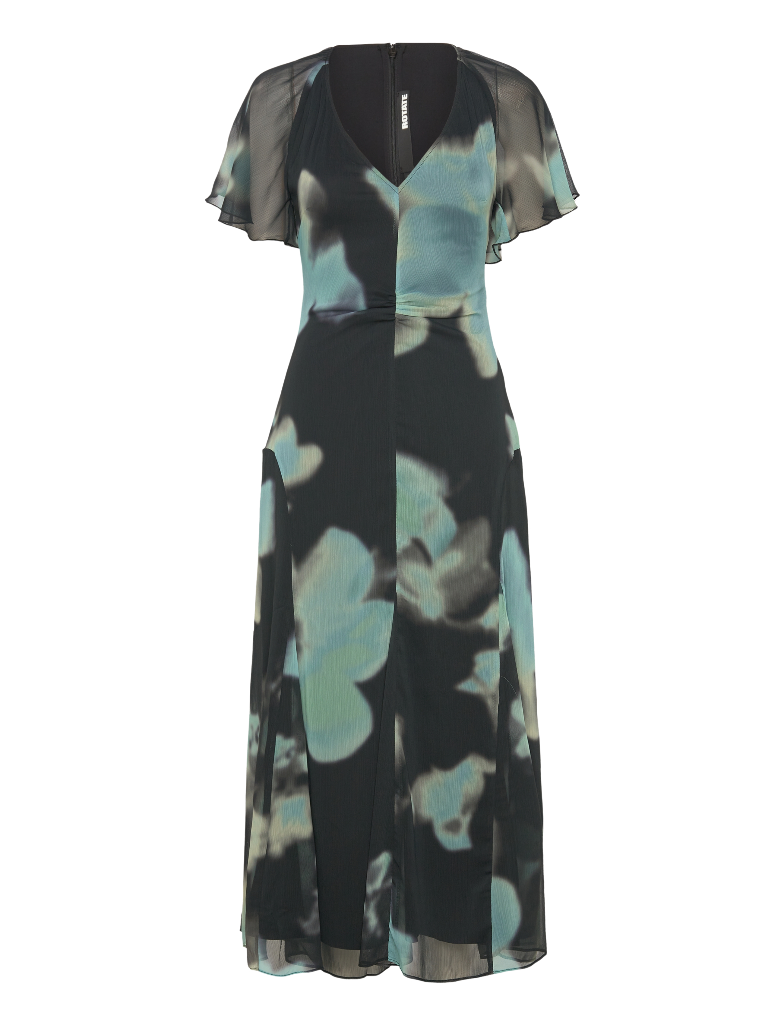 ROTATE Chiffon Flowy Maxi Kleid Schwarz - 34x135 - Damen