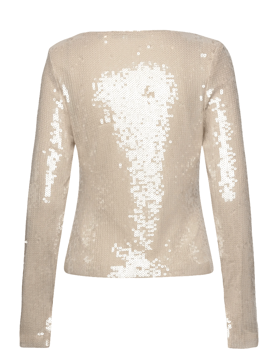 ROTATE - SEQUINS V-NECK TOP - speciella tillfällen - egret - 1