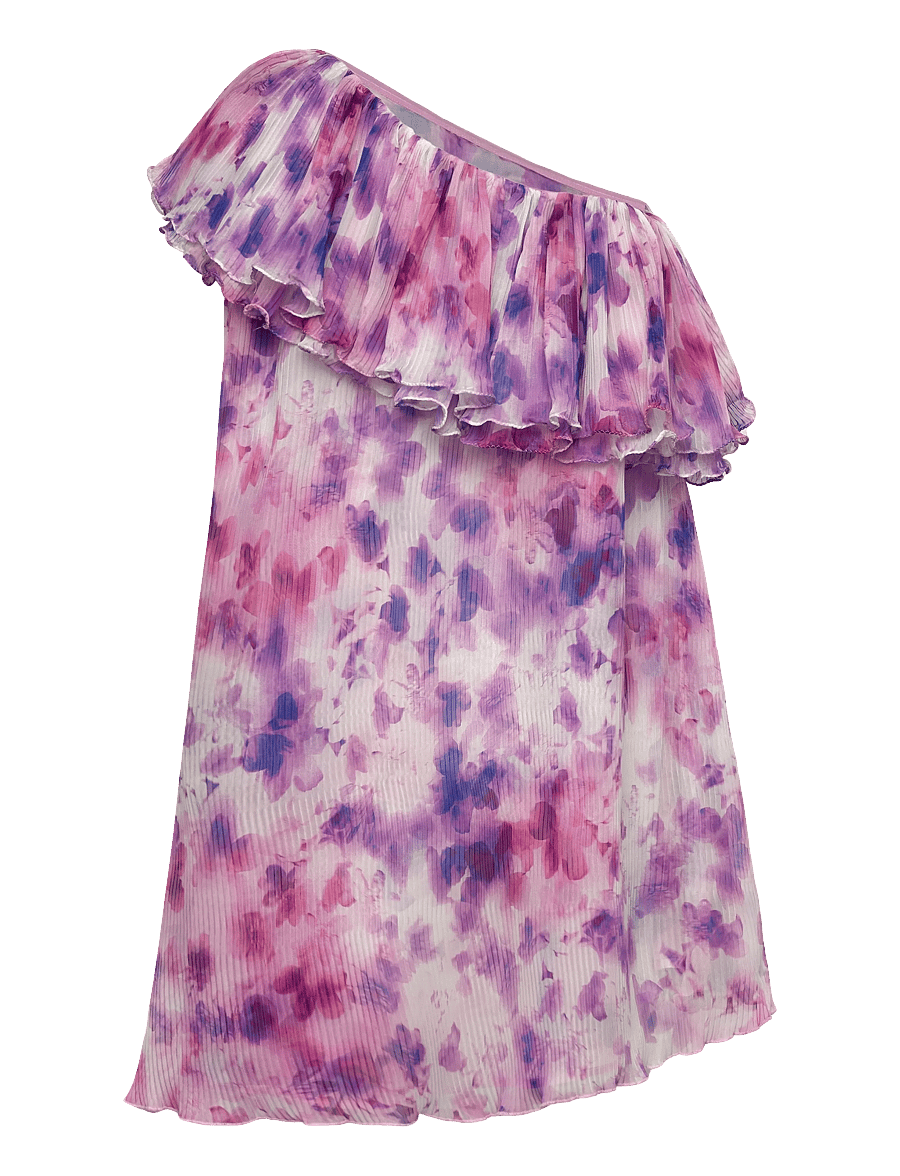 ROTATE - CHIFFON MINI FRILL DRESS - sommarklänningar - optic buttercup + peach blossom comb. - 1