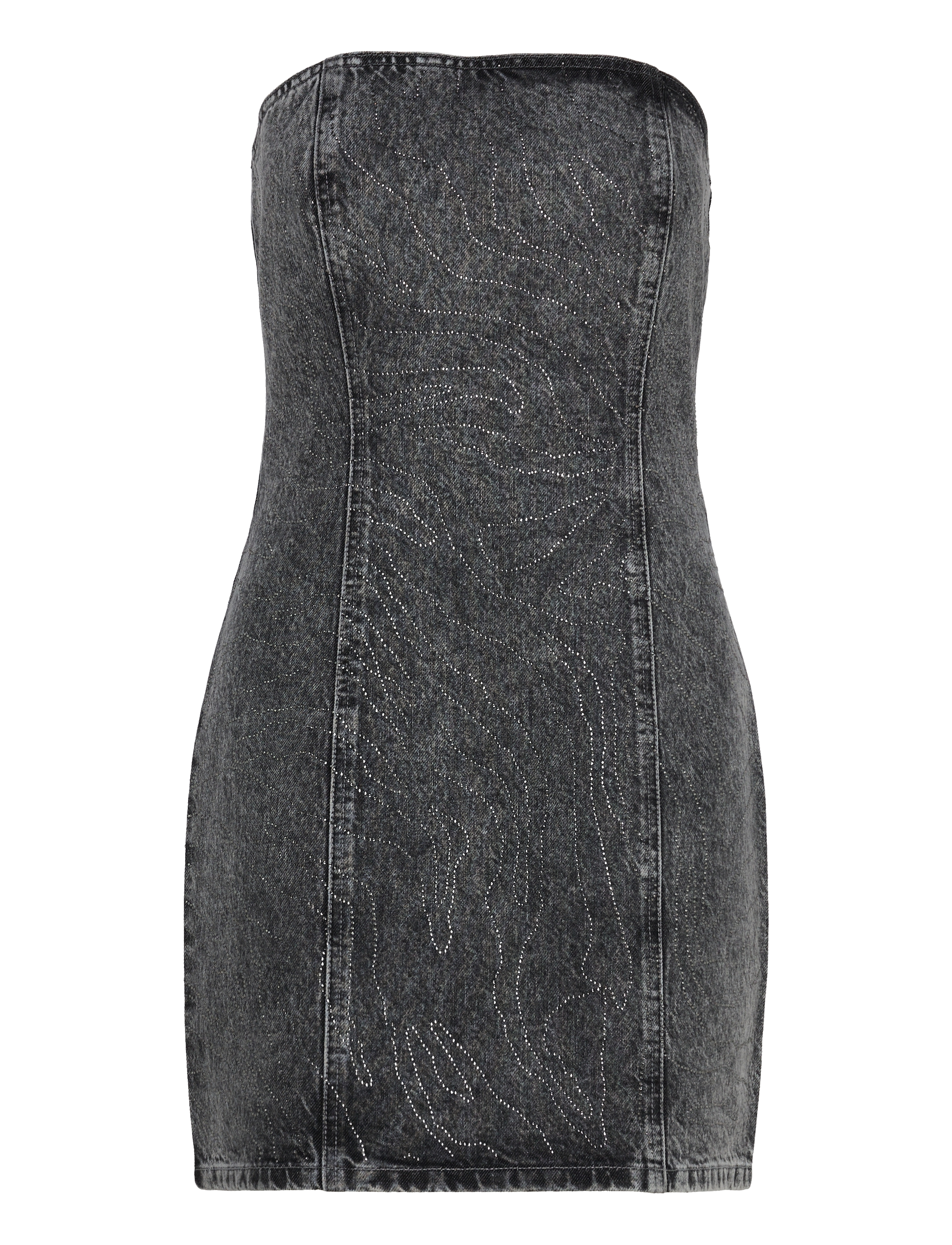 ROTATE Rhinestone Denim Kleid Grau - 36 - Damen