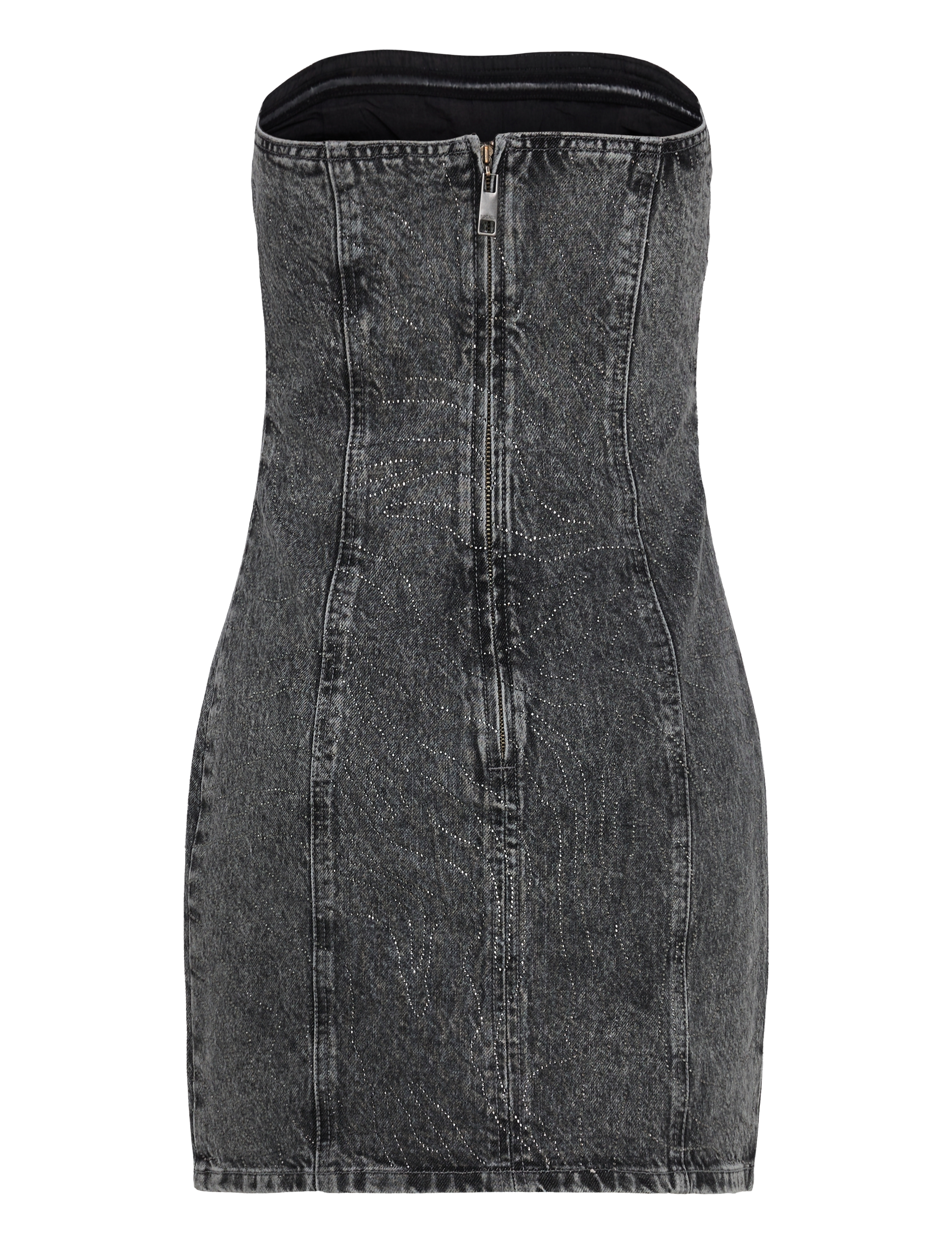 ROTATE - RHINESTONE DENIM DRESS - etuikleider - grey denim - 1