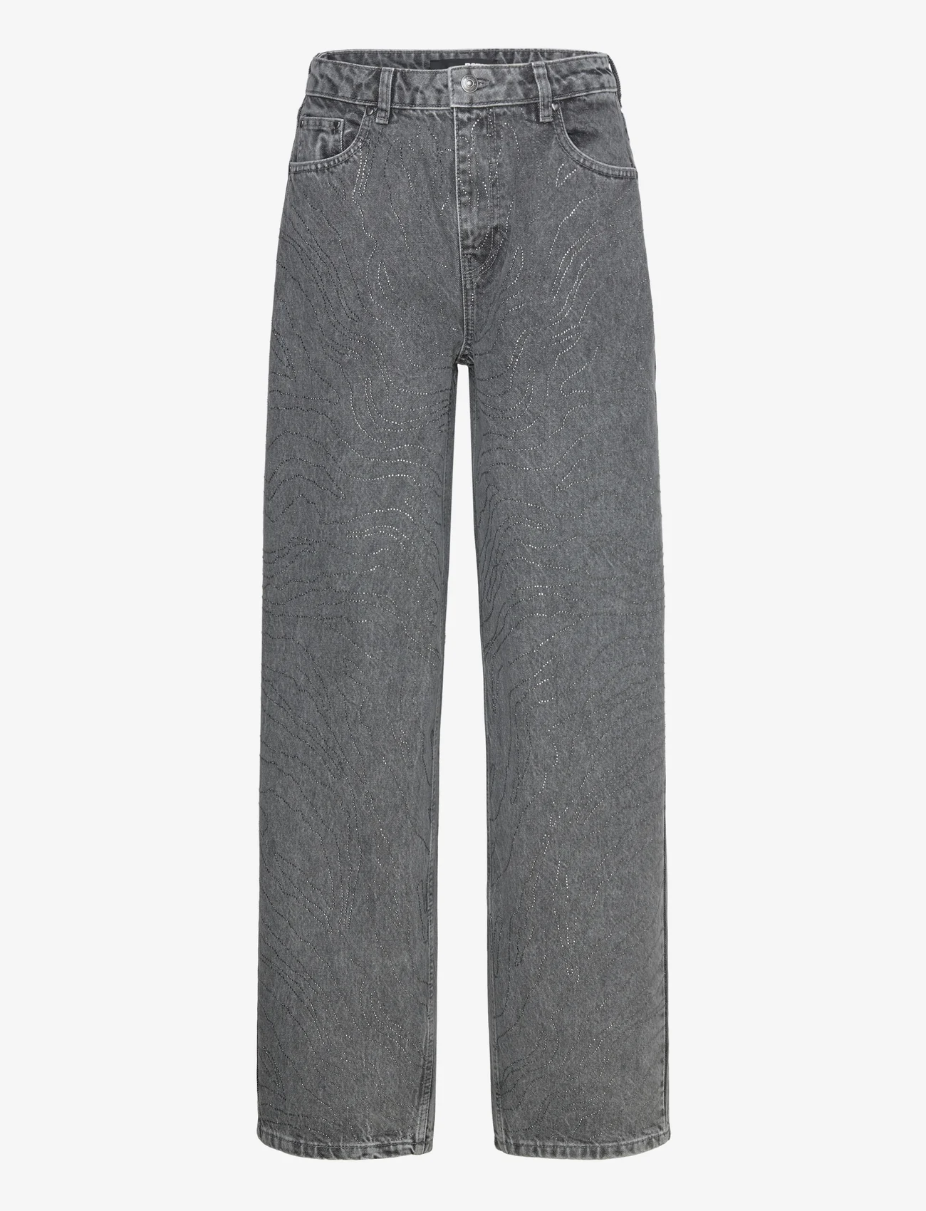 ROTATE Birger Christensen - RHINESTONE WIDE LEG JEANS - pantalons larges - grey denim - 0