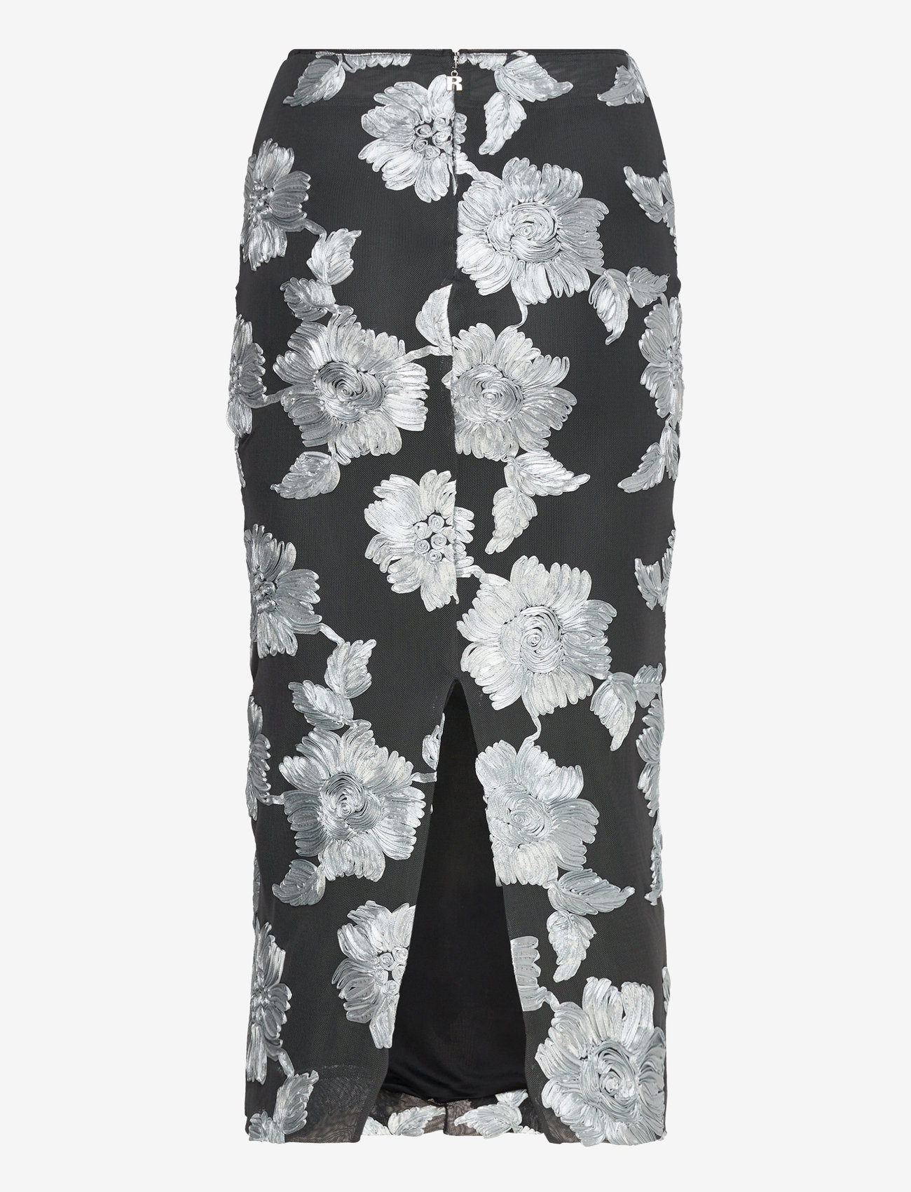 ROTATE Birger Christensen - Flower Mesh Pencil Skirt - midi-röcke - gray pinstripe comb. - 2