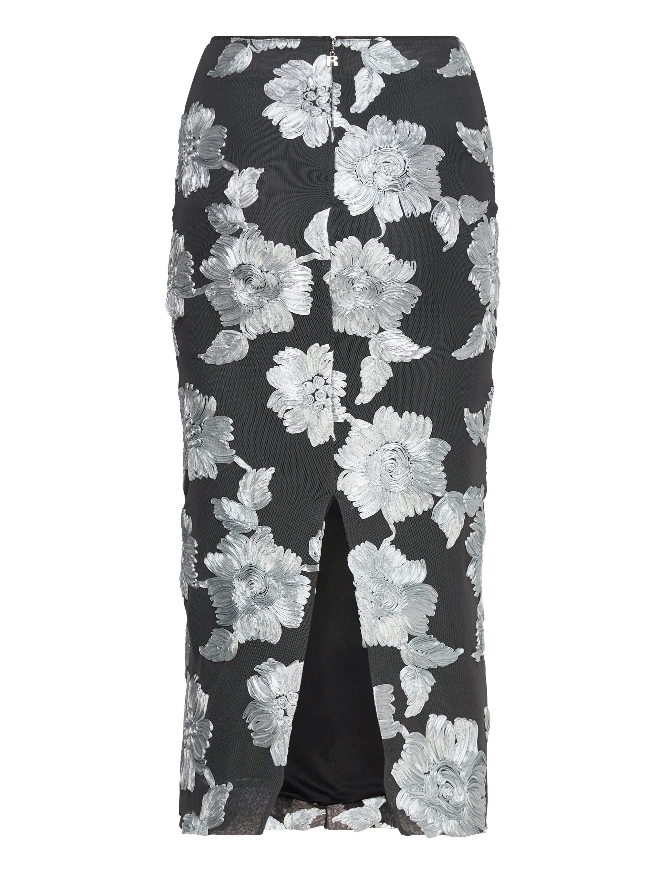 ROTATE - FLOWER MESH PENCIL SKIRT - jupes midi - gray pinstripe comb. - 2