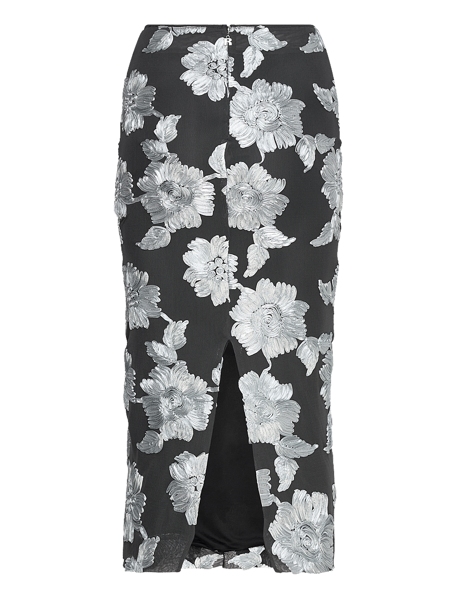 ROTATE - FLOWER MESH PENCIL SKIRT - jupes midi - gray pinstripe comb. - 2