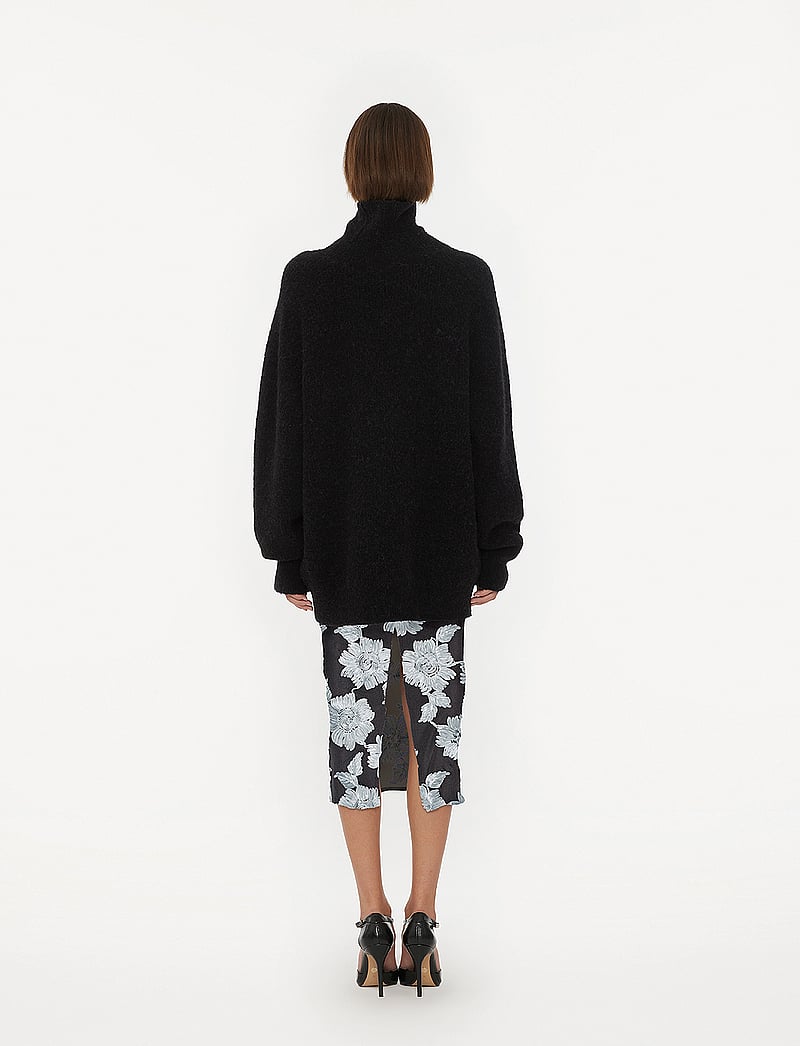 ROTATE Birger Christensen - Flower Mesh Pencil Skirt - midi kjolar - gray pinstripe comb. - 3