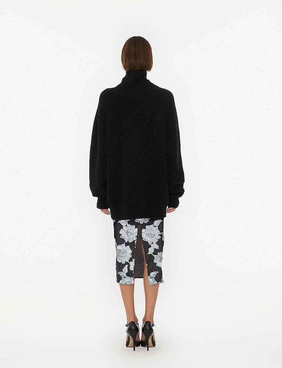 ROTATE - FLOWER MESH PENCIL SKIRT - jupes midi - gray pinstripe comb. - 3